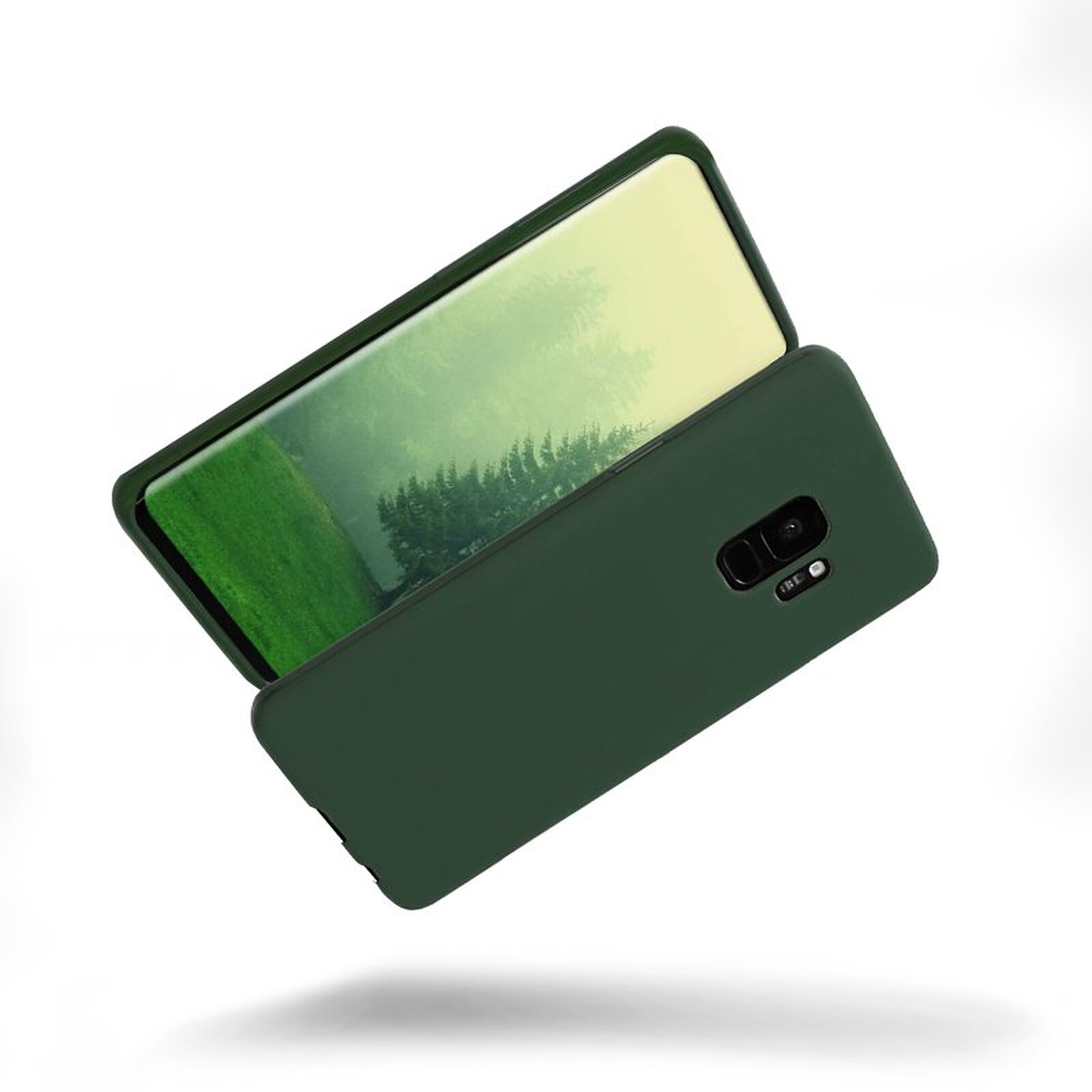 Evetane Coque Samsung Galaxy S9 Vert Foret Silicone liquide + 2