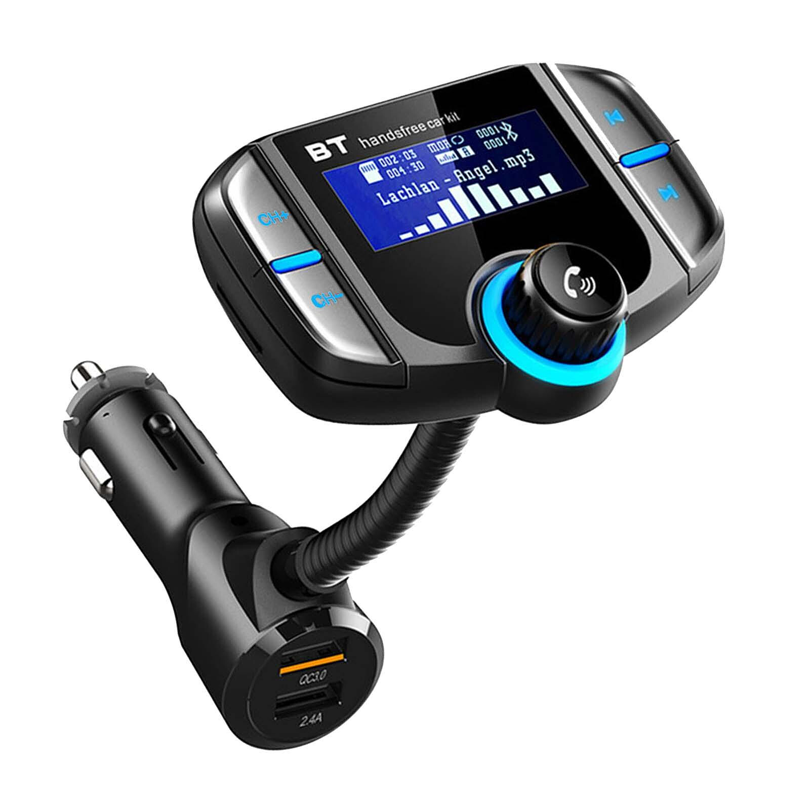 New 2020 - Transmetteur FM Bluetooth, Kit Main Libre Voiture Chargeur de  Voiture