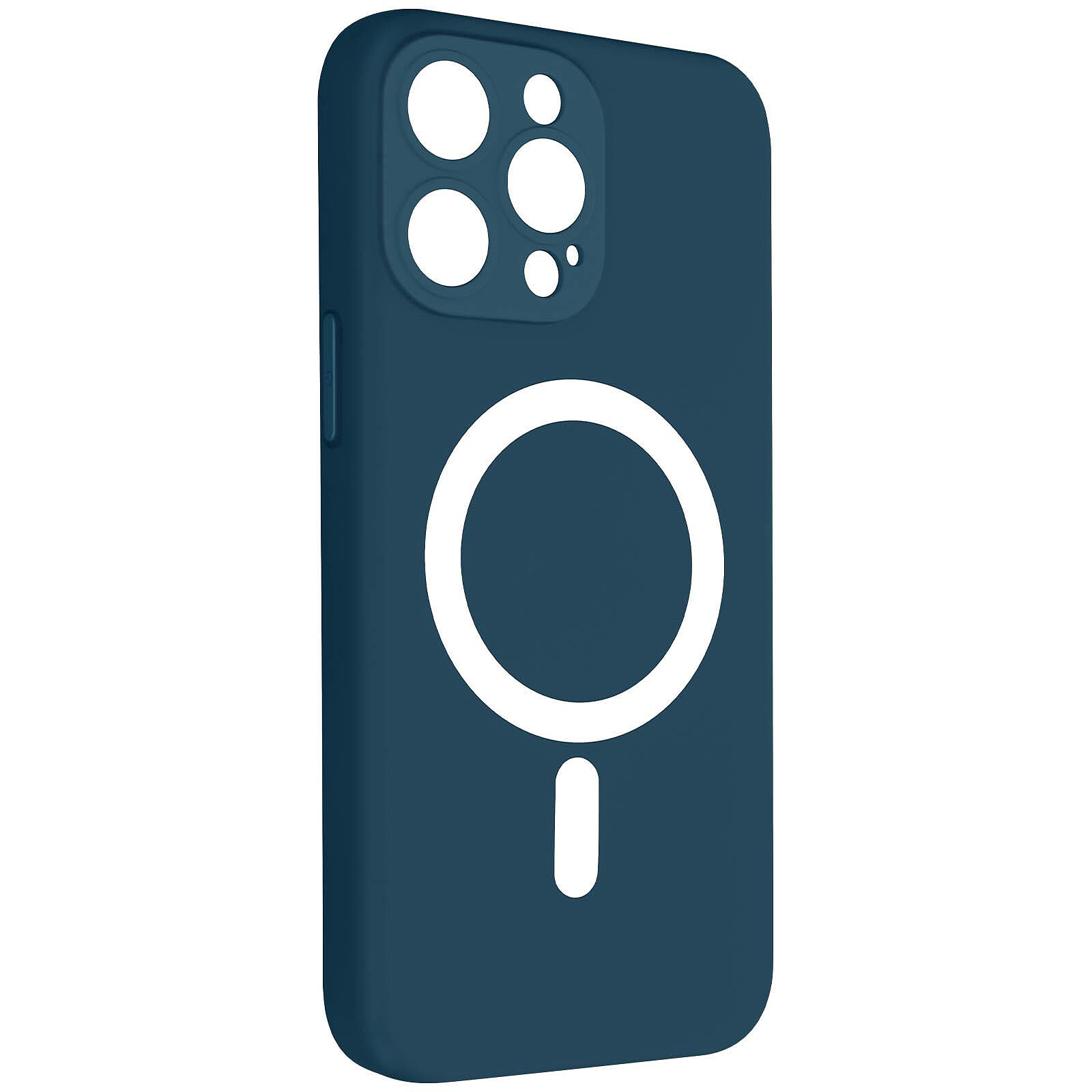 Coque Magsafe iPhone 14 Pro Silicone avec Finition Soft-Touch - Bleu -  Français