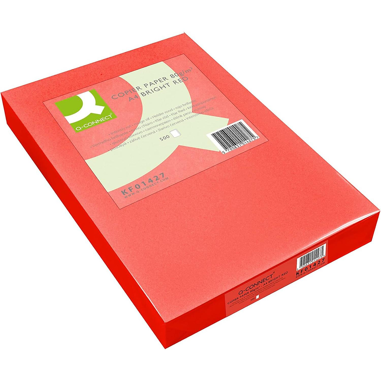 Q-CONNECT Papier couleur multifonction A4 80g/m2, ramette 500 feuilles -  Rouge intense - Ramette de papier - LDLC