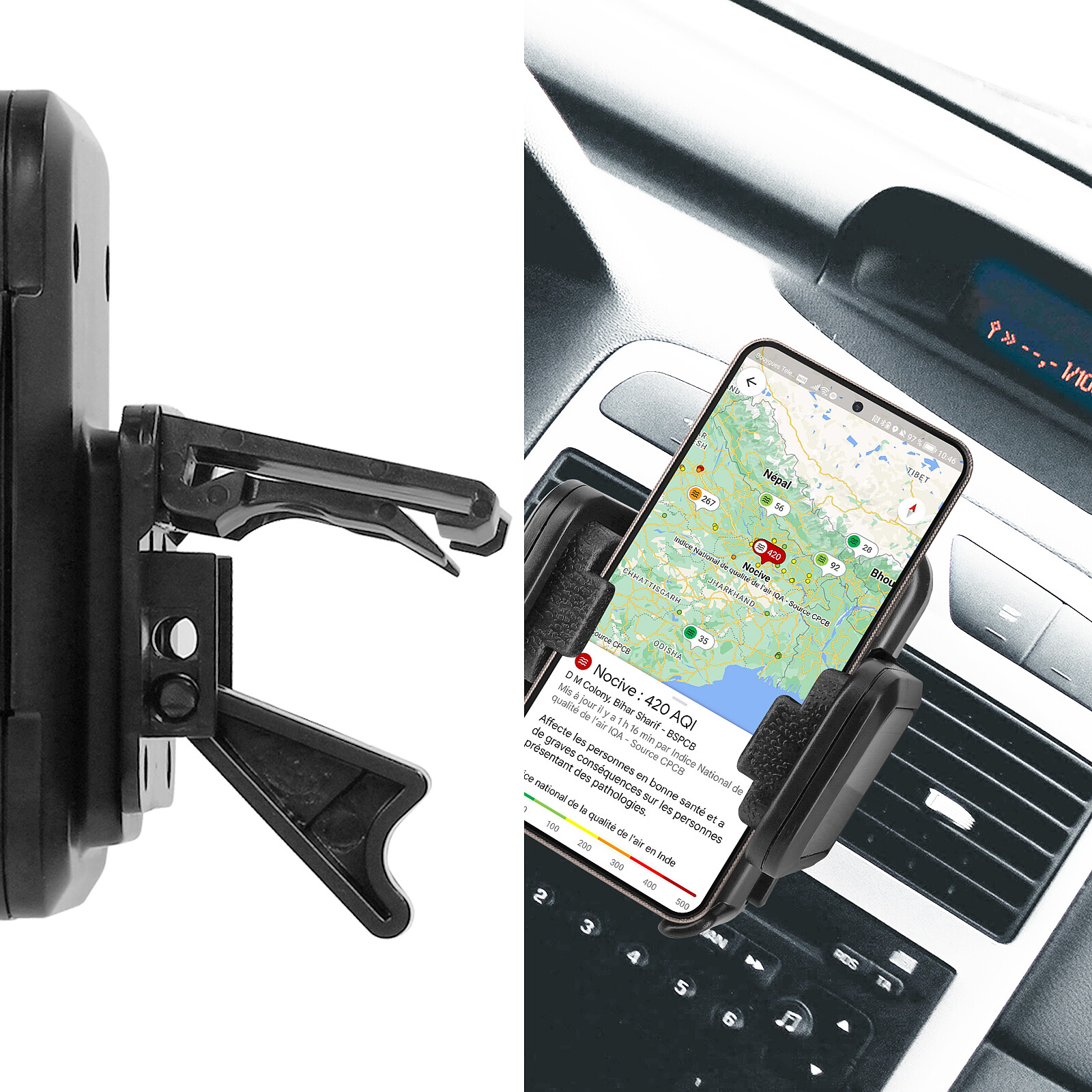 Avizar Support Voiture Fixation Volant pour Smartphone - Clip Rouge et Noir  - Support voiture - LDLC