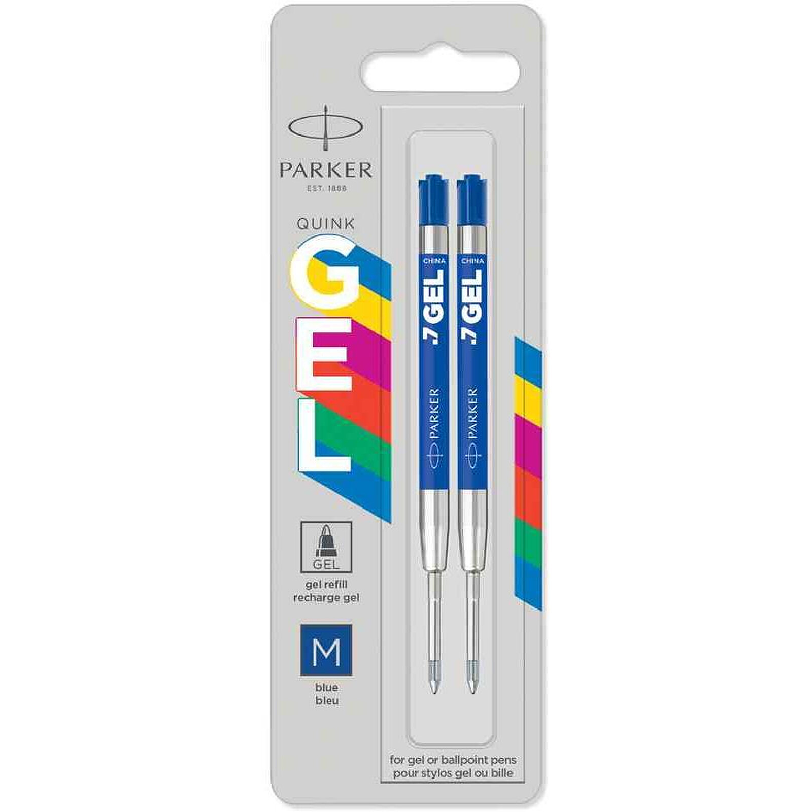 Parker Quinkflow recharge pour stylo à bille, moyen, bleu, blister
