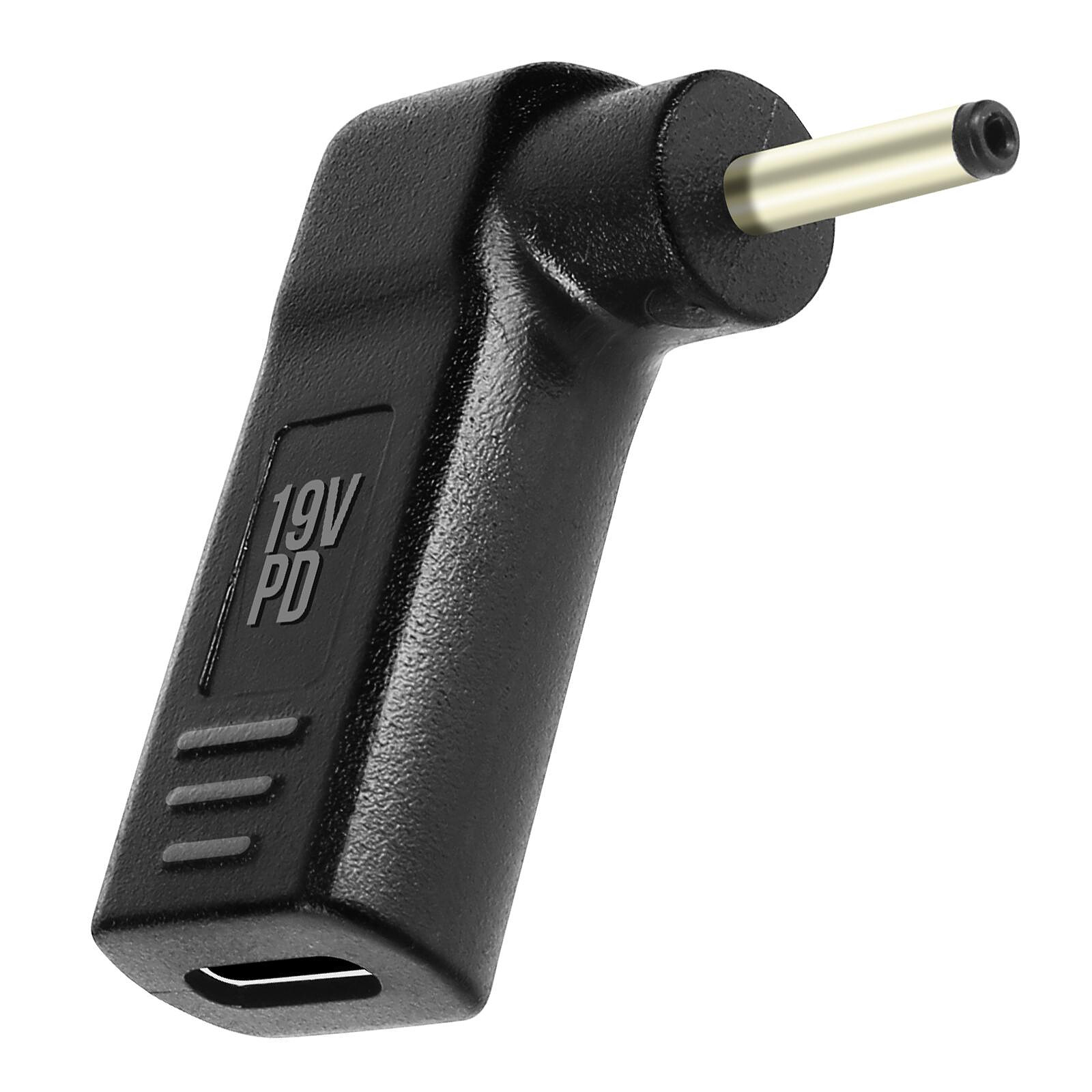 Avizar Adaptateur Charge DC 3,0 x 1,1 mm mâle Coudé vers Port USB