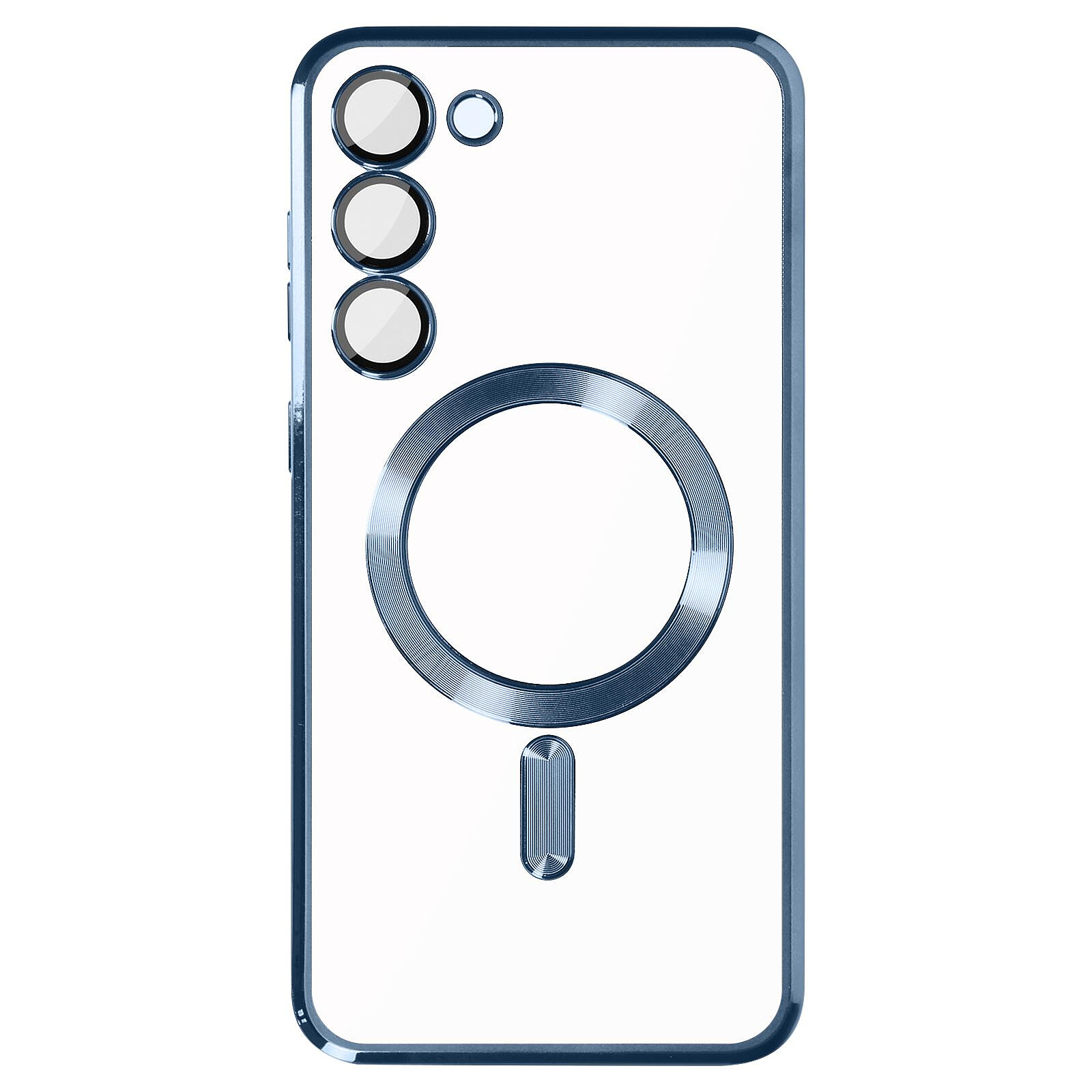 pochette IPhone 12 silicone transparent Super MagSafe bleu