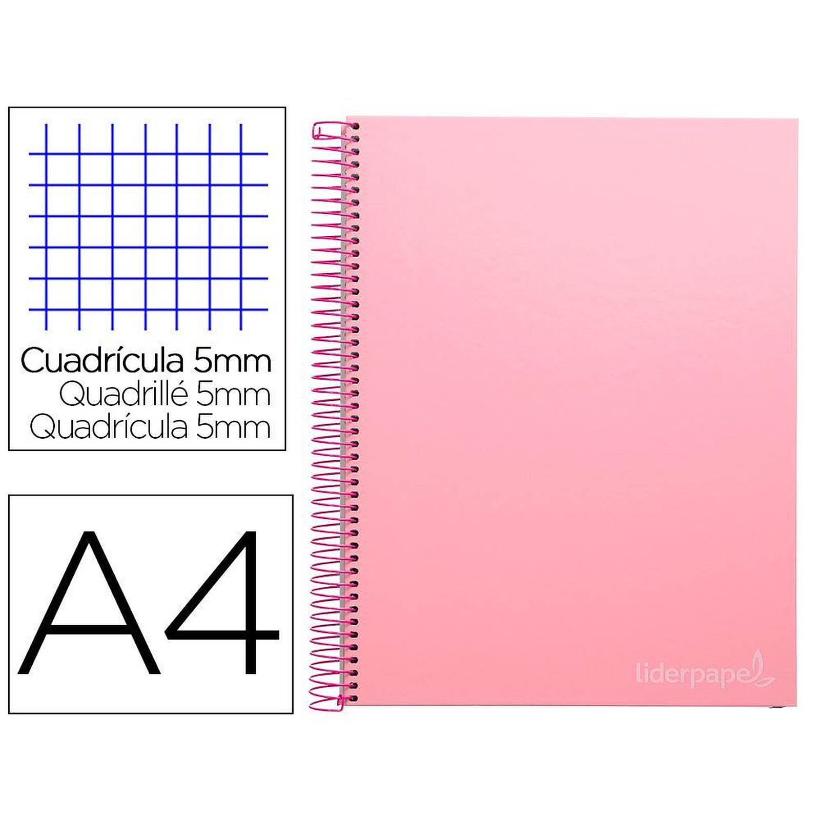 CAHIER A SPIRALES A4 ROSE