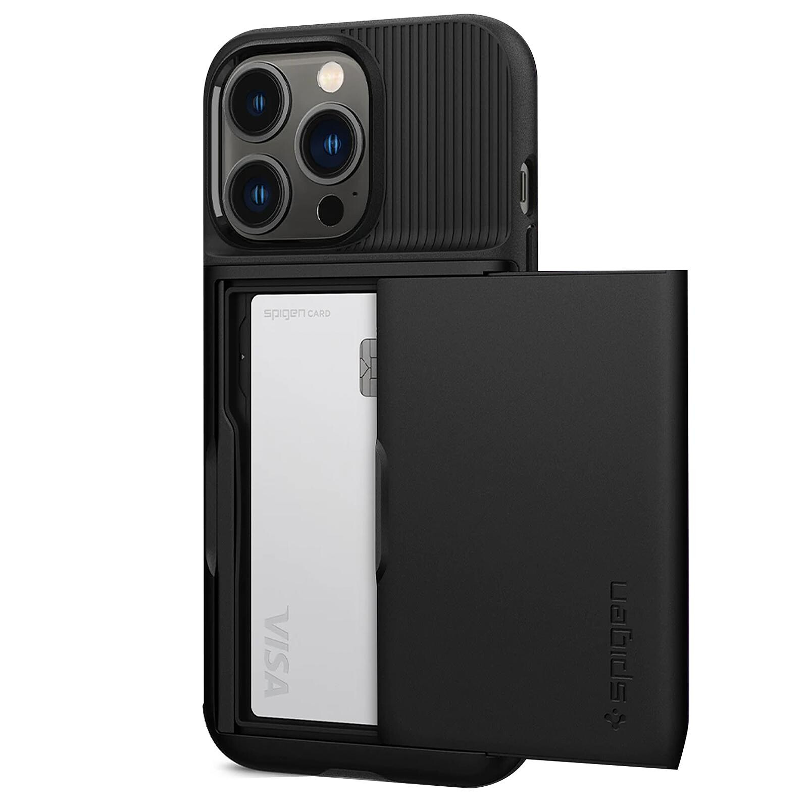 Spigen Coque iPhone 13 Pro Max Hybride ultra-fine Béquille Slim Armor Noir  - Coque téléphone - LDLC