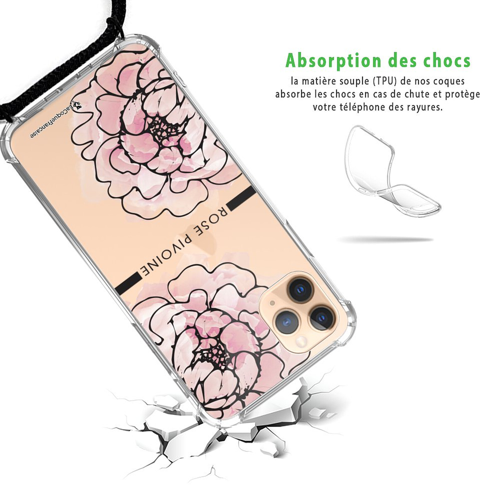 LaCoqueFrançaise Coque cordon iPhone 11 Pro noir Dessin