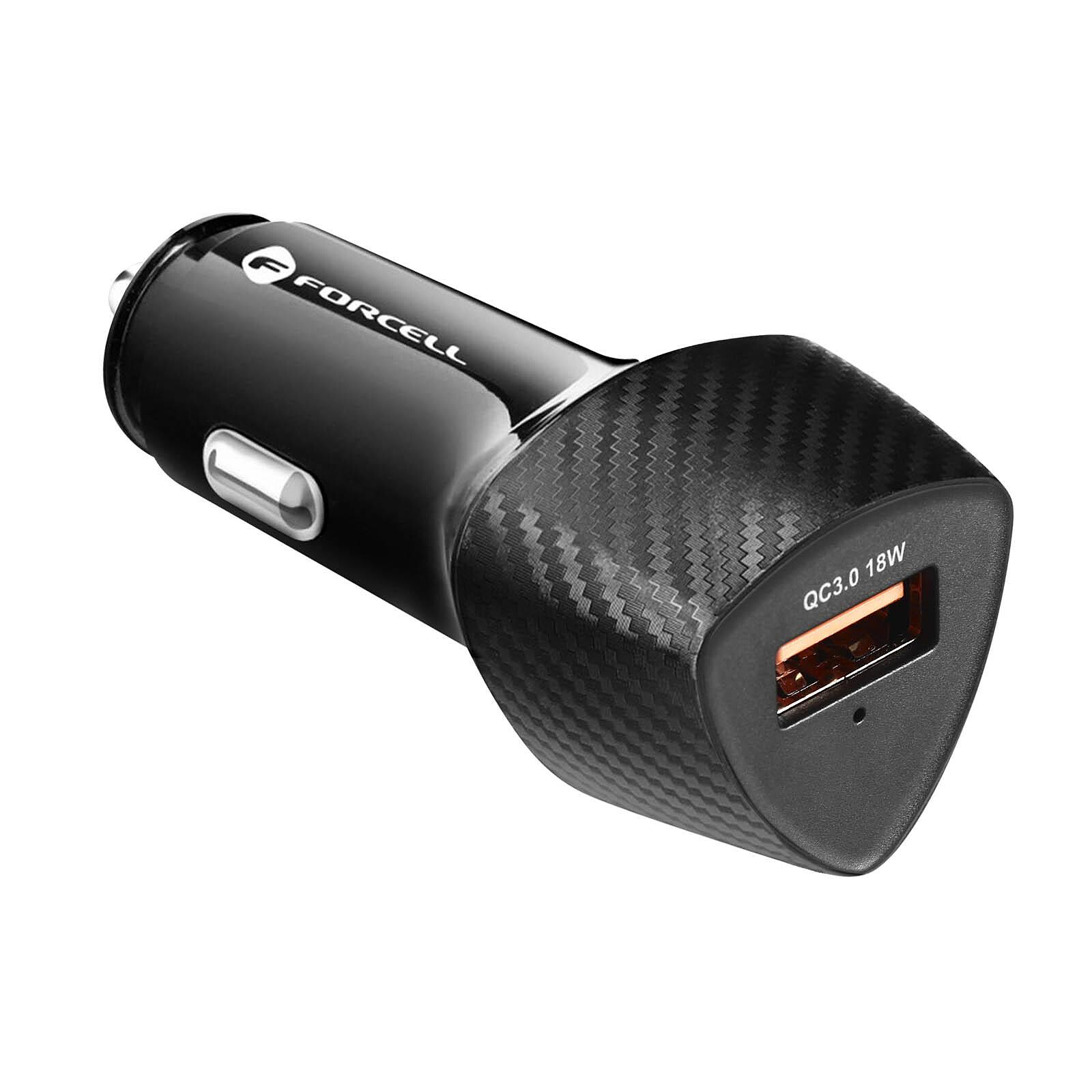 Forcell Chargeur Voiture USB 18W Quick Charge 3.0 Charge Rapide Noir  Carbone - Chargeur allume-cigare - LDLC