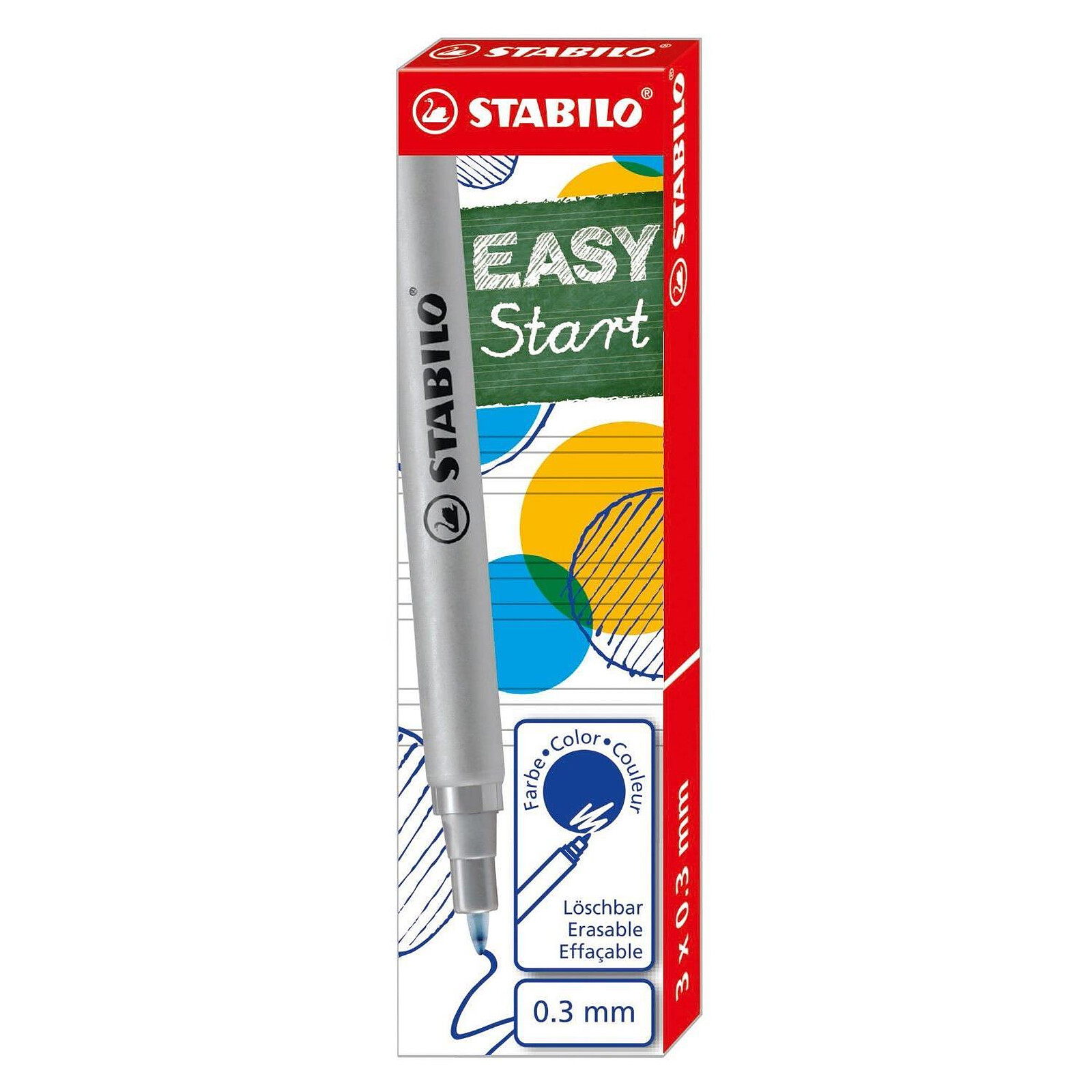 STABILO Stylo feutre pointe moyenne SENSOR bleu avec zone grip ergonomique