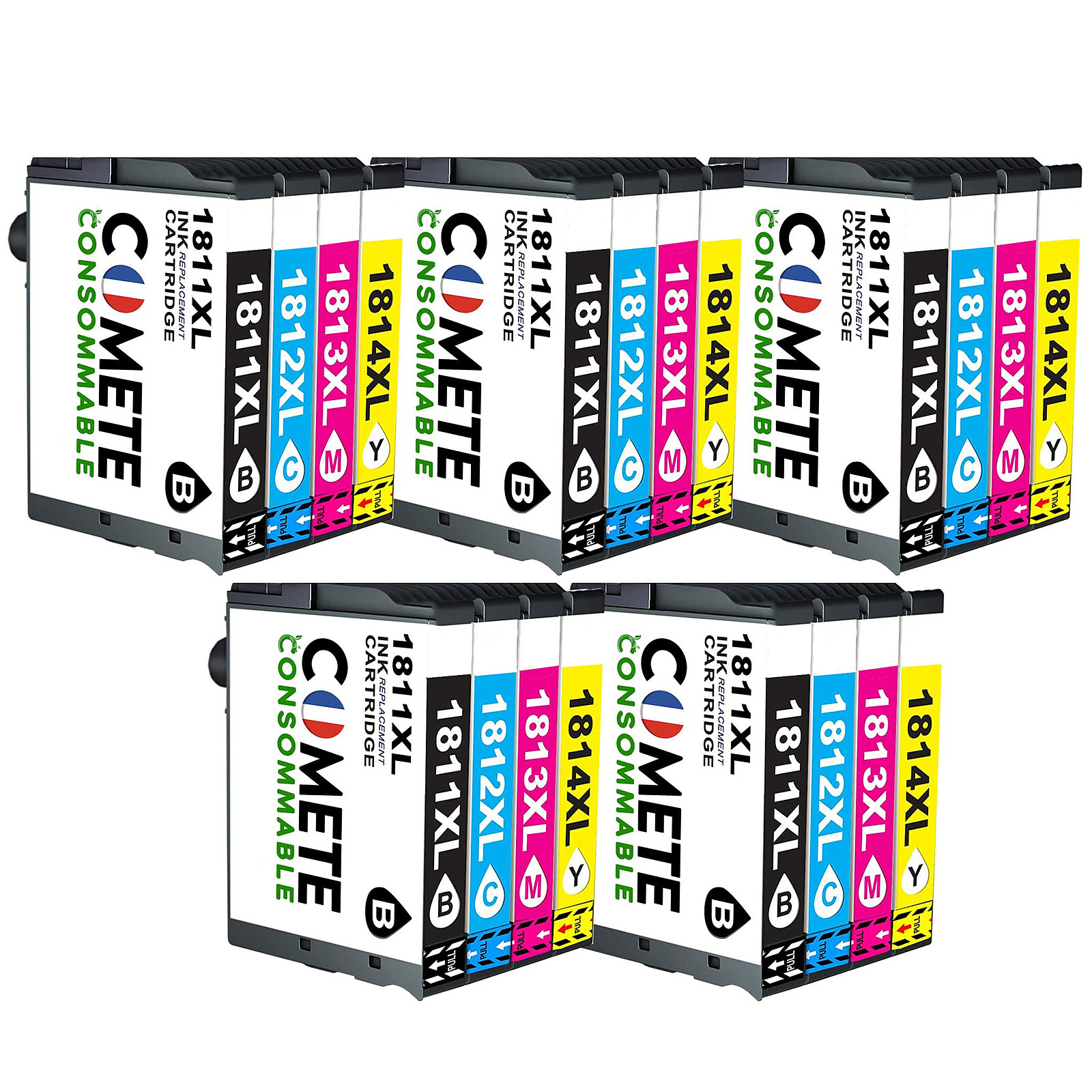 COMETE - 18XL - 20 Cartouches compatibles Epson 18XL T18XL T1815 - Noir et  Couleur - Marque française - Cartouche imprimante - LDLC