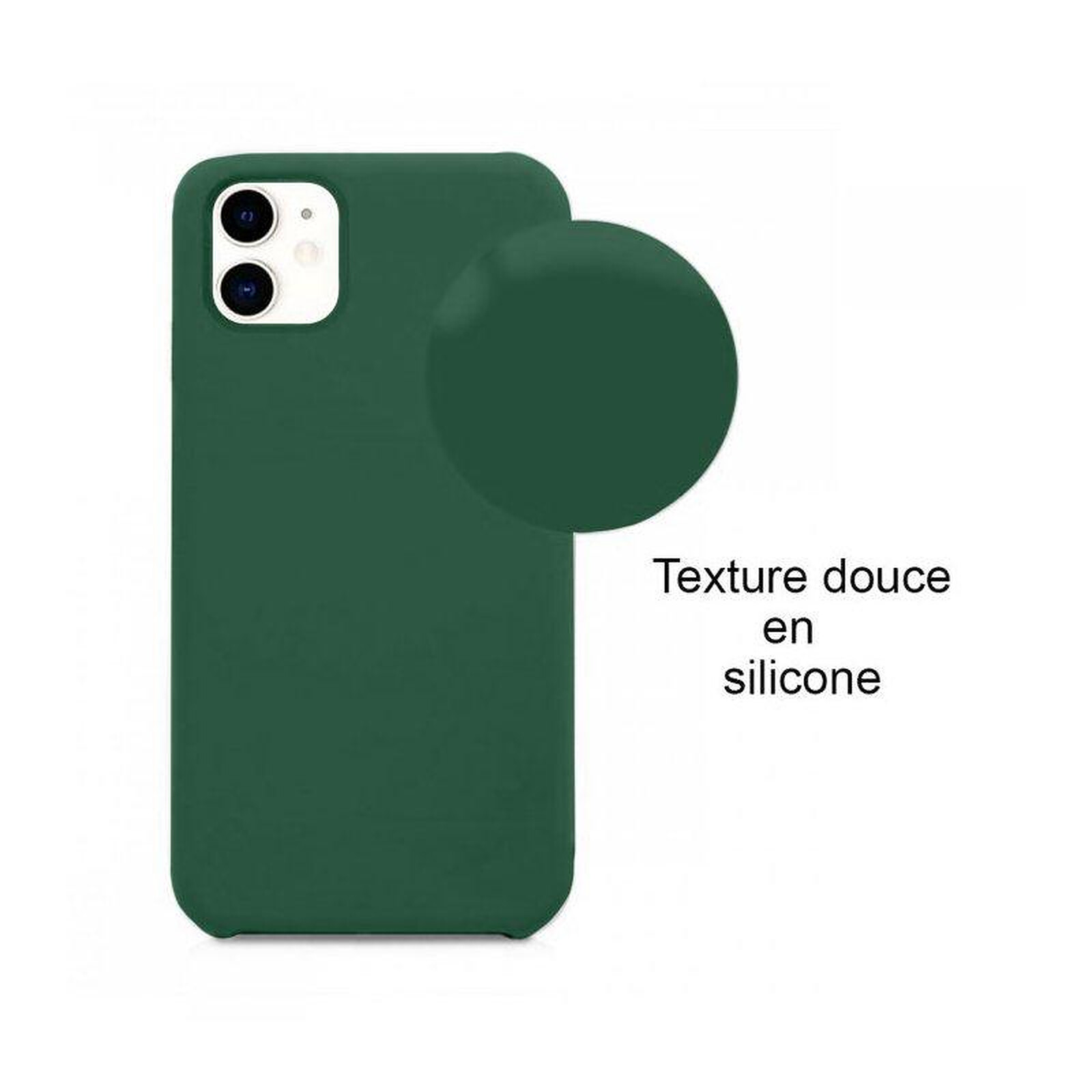 Evetane Coque iPhone 11 Silicone liquide Vert Foret + 2 Vitres en