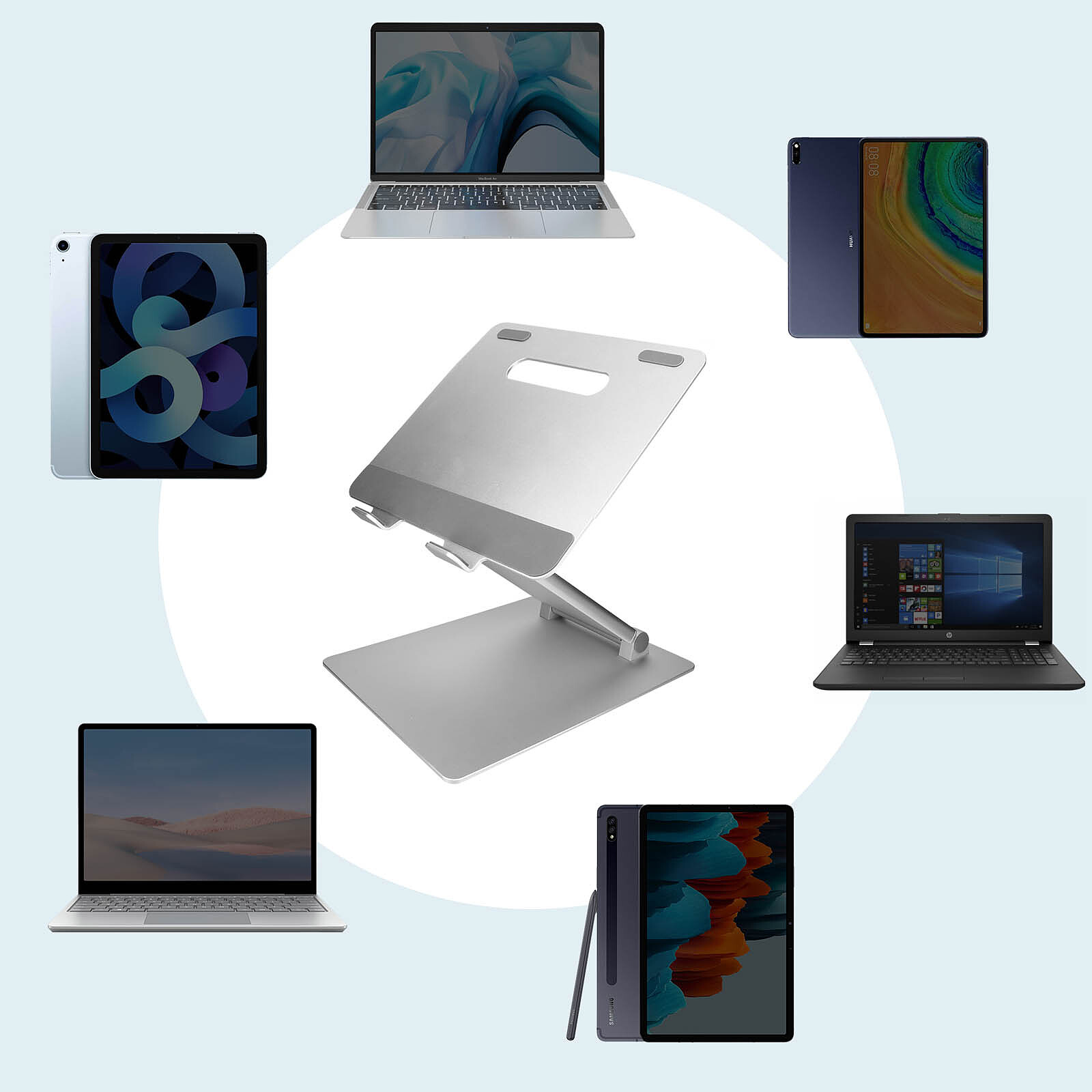Support ordinateur portable / Tablette, Pliable et Angles réglables - Noir  et orange