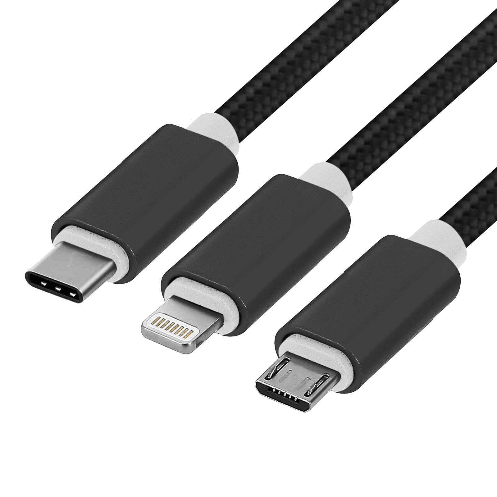 Avizar Cable USB 1m Triple Embouts Compatible iPhone iPad iPod Micro-USB USB  type C - Câble & Adaptateur - LDLC