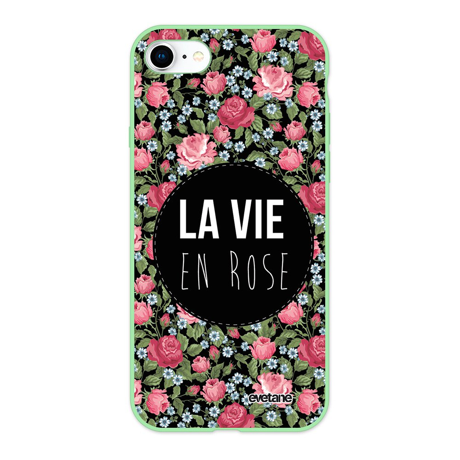 Evetane Coque iPhone 7/8/ iPhone SE 2020 Silicone Liquide Douce vert pâle  La Vie en Rose - Coque téléphone - LDLC