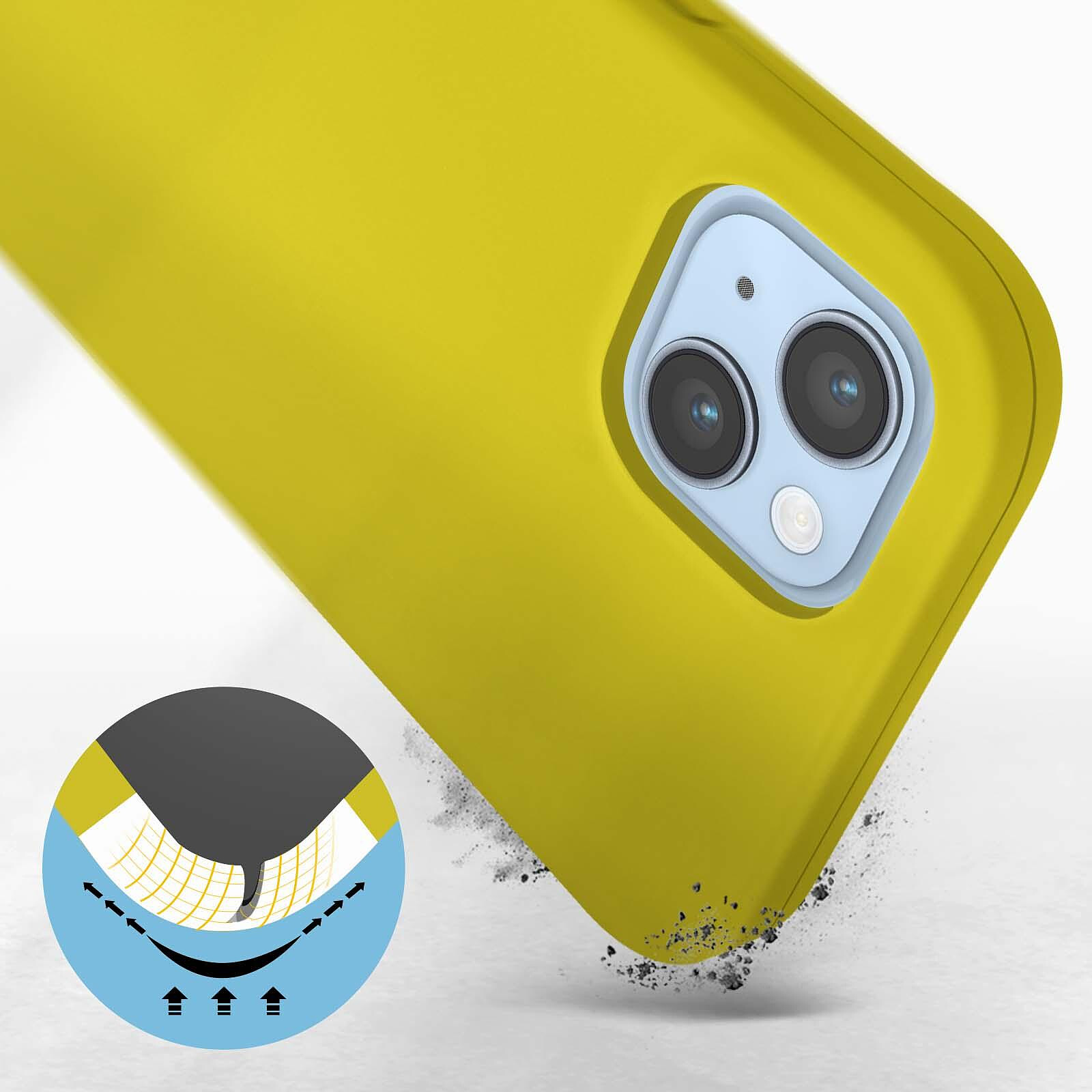 Avizar Coque pour iPhone 14 Plus Silicone Semi-rigide Finition Soft-touch  Fine jaune - Coque téléphone - LDLC