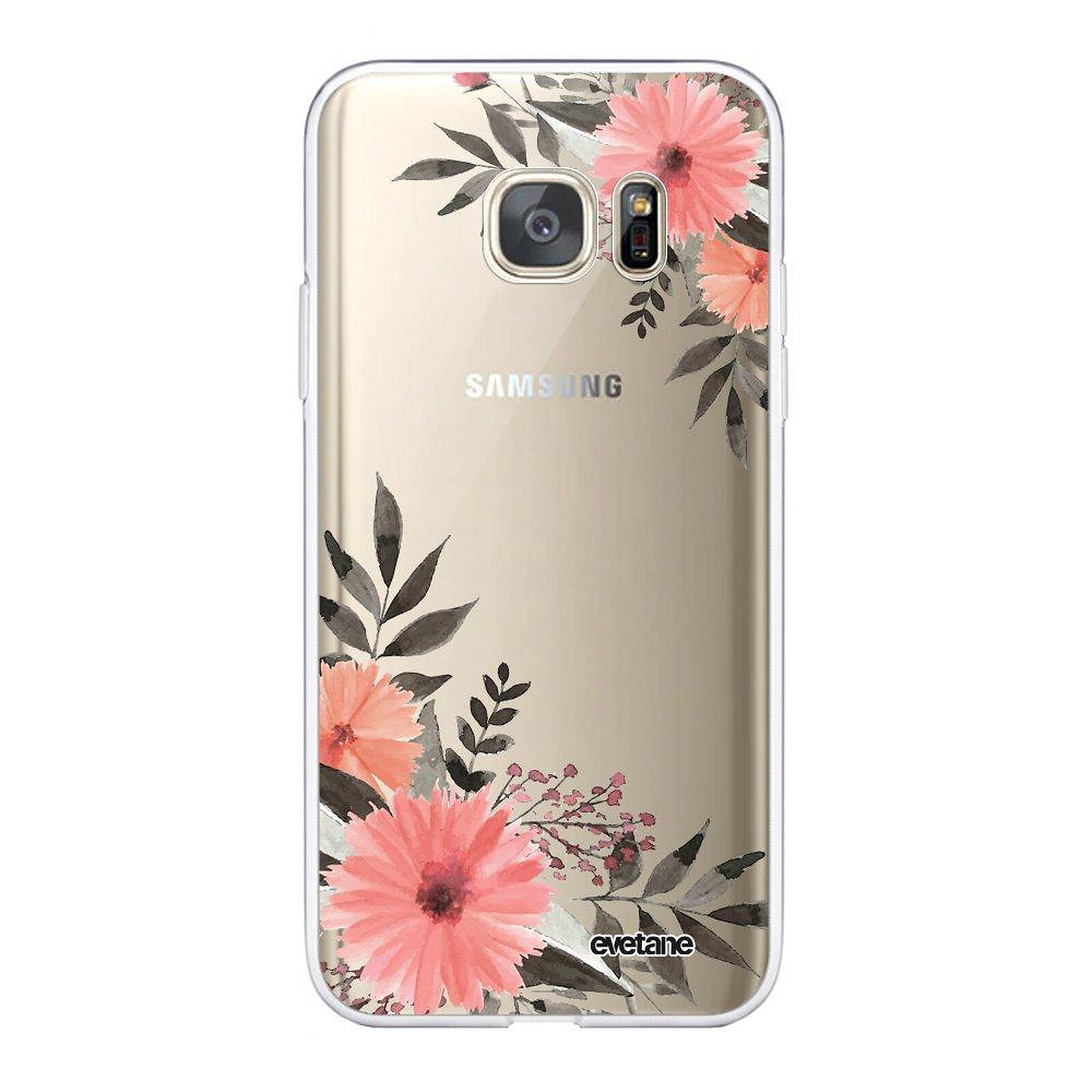 Grosse Fleur Novago Compatible avec Samsung Galaxy S7 Coque Transparente Souple Ultra Slim et Solide avec Impression 