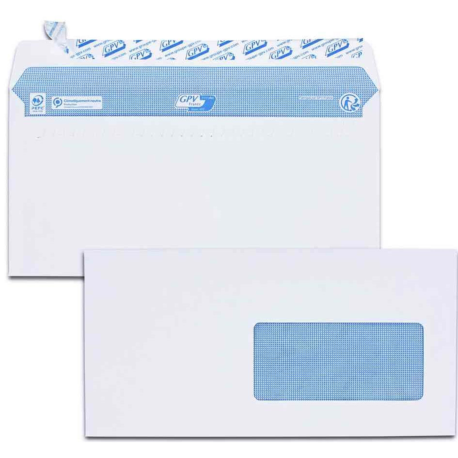 GPV Enveloppes, DL, 110 x 220 mm, blanc, sans fenêtre - Enveloppe