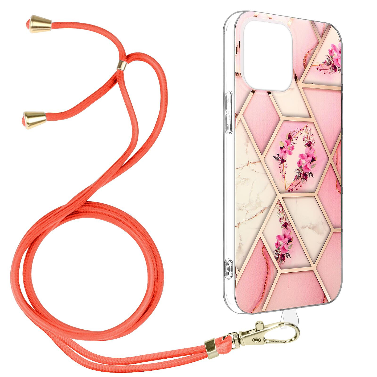 Avizar Coque pour iPhone 13 Mini Motif géométrique avec Cordon Amovible  Rose - Coque téléphone - LDLC