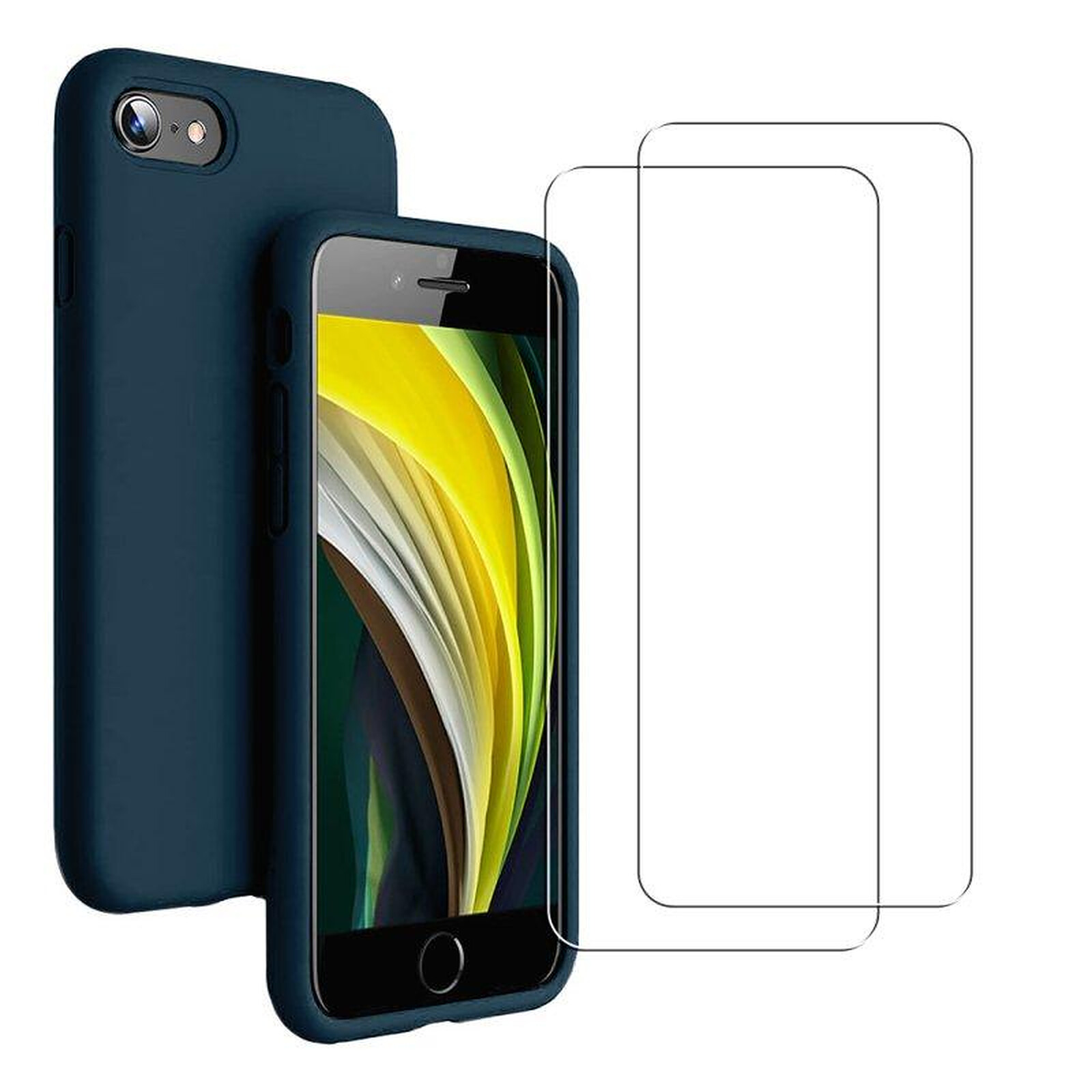 Coque compatible avec iPhone Xr Silicone Liquide noir avec vitre de  protection en verre trempé – Evetane