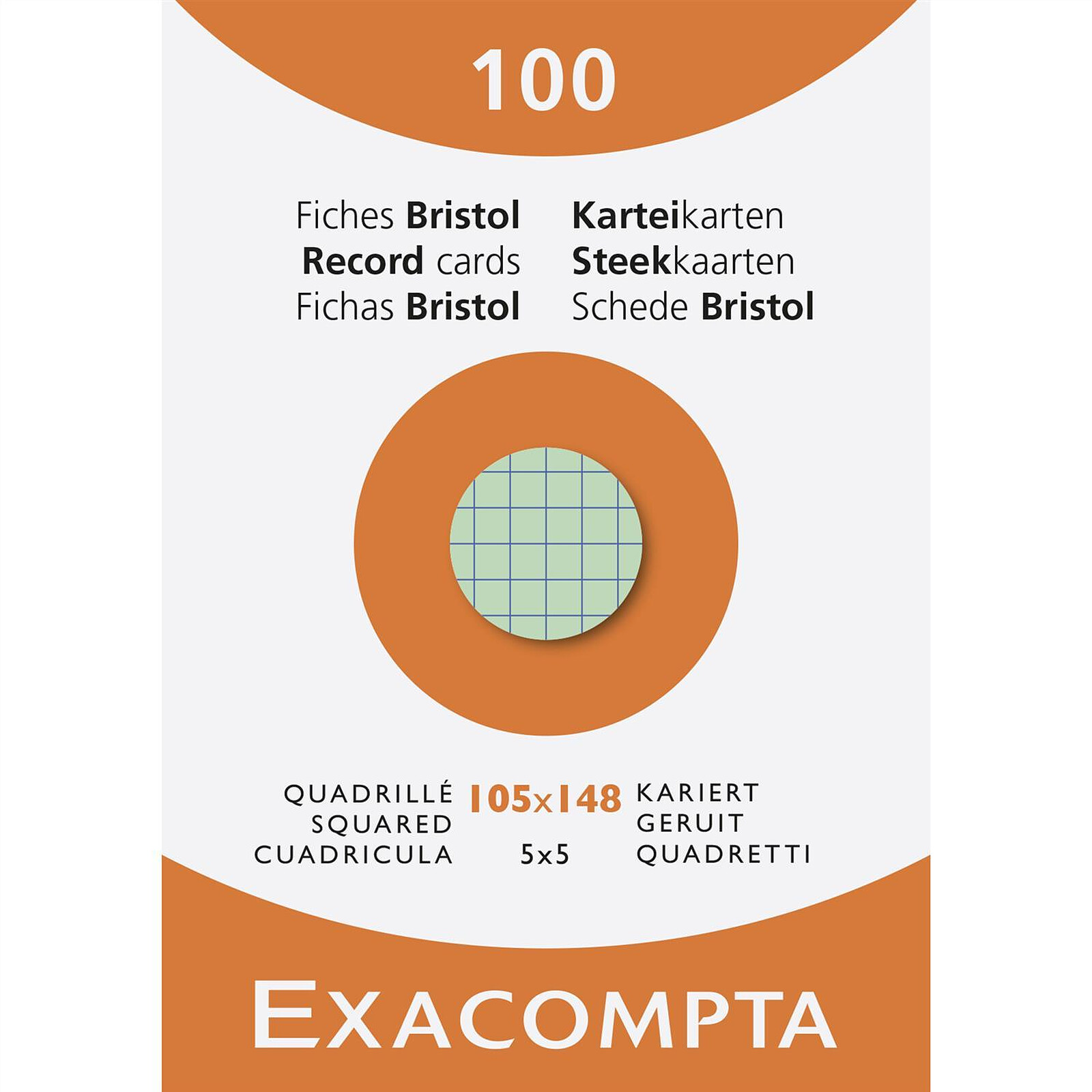 Stock Bureau - EXACOMPTA Paquet 100 fiches Bristol Quadrillé 5x5