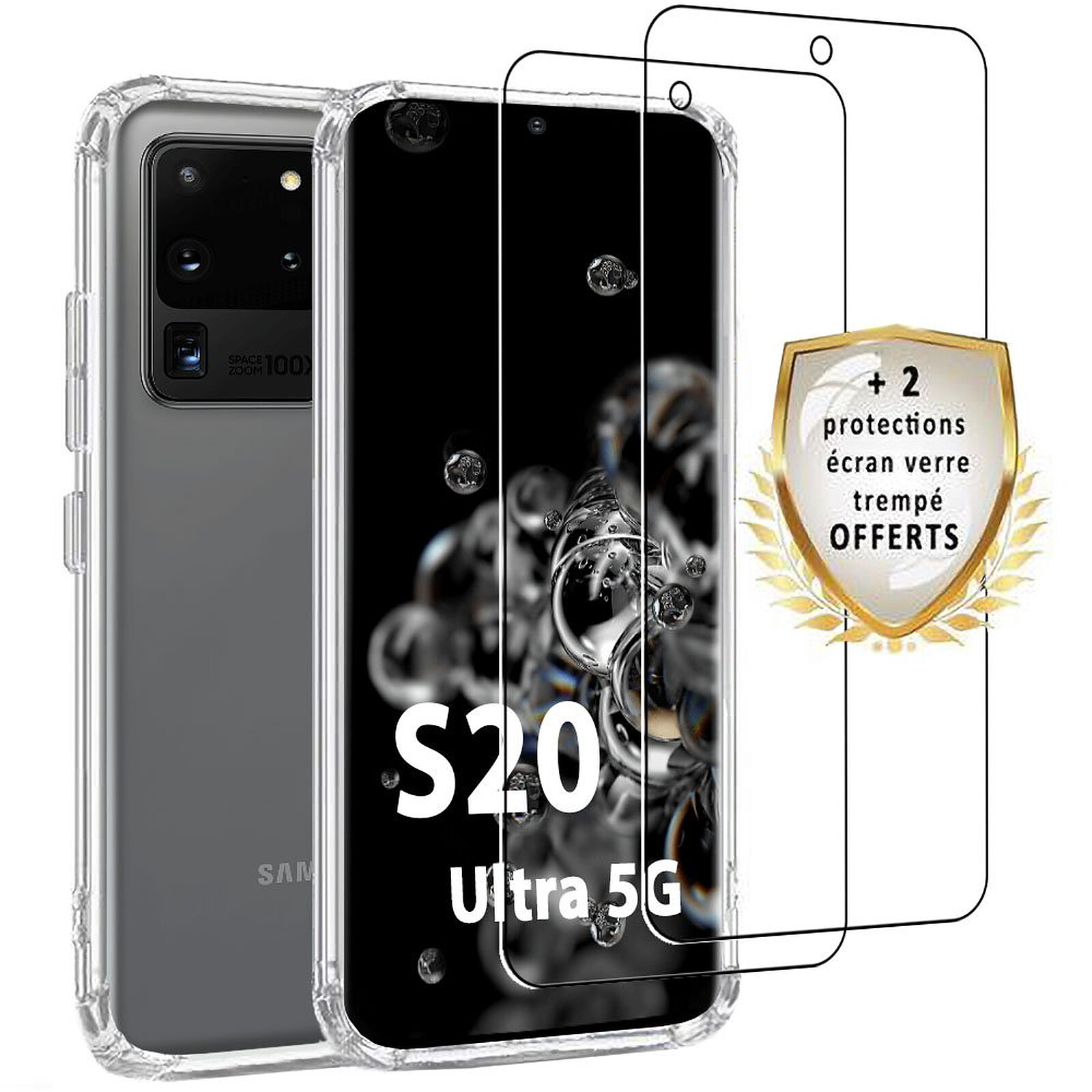Evetane Coque Samsung Galaxy S20 Ultra 5G Antichoc Silicone + 2