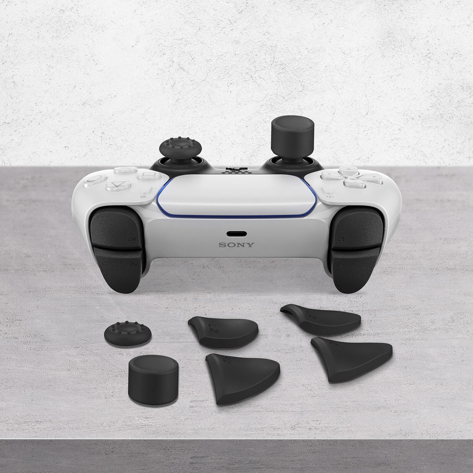 Kit d'accessoires 6 en 1 pour manette de PlayStation 5, noir