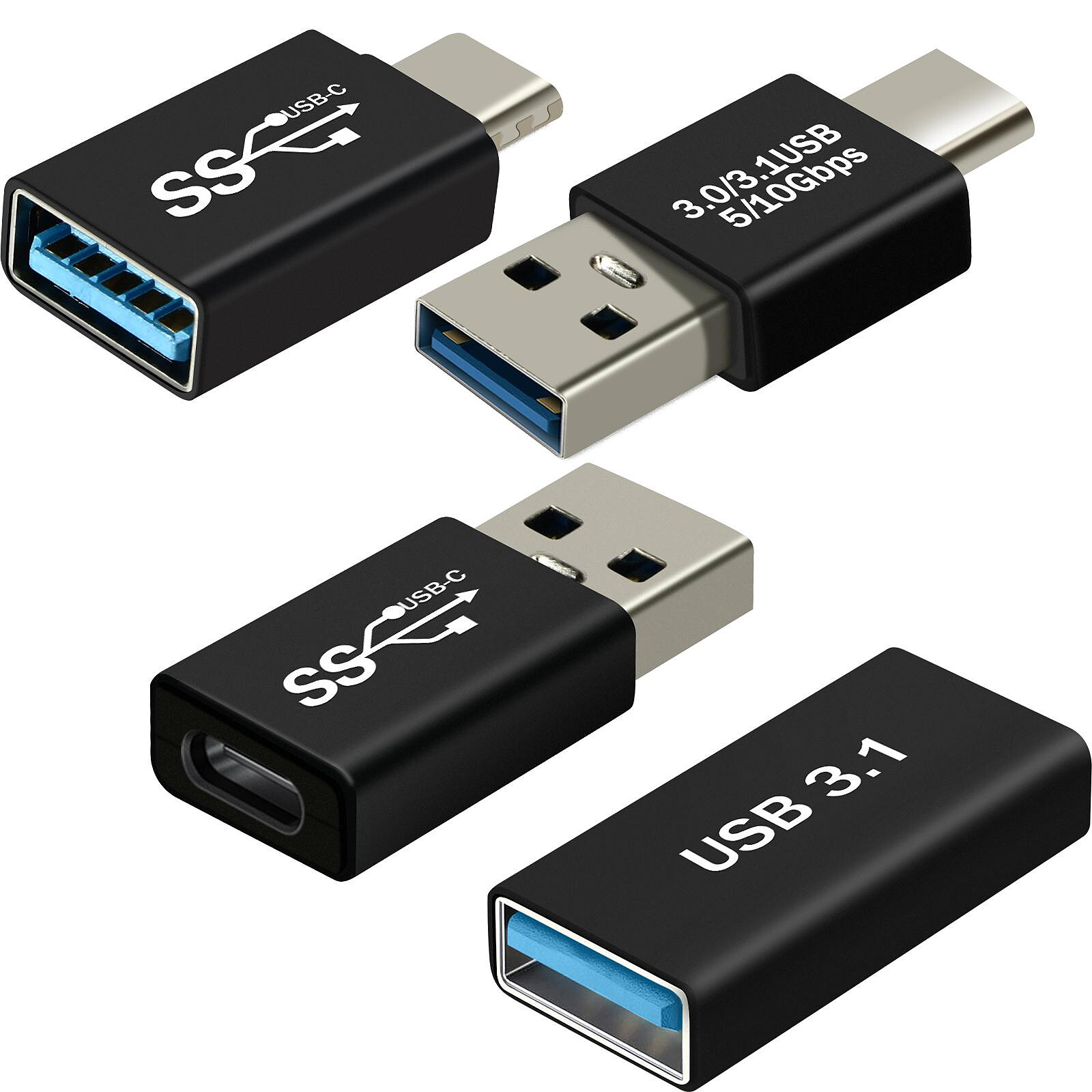 Avizar Adaptateur USB C + USB, Pack de 4 Adaptateurs OTG mâle