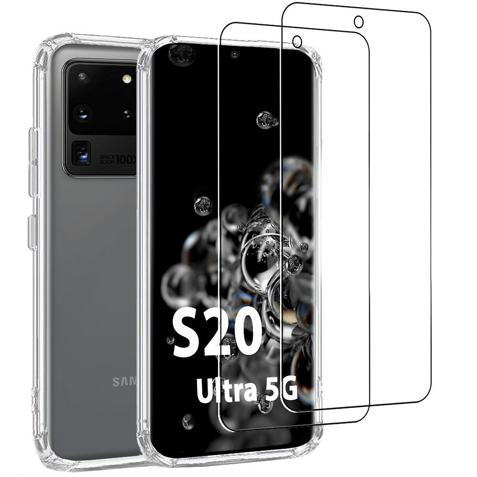 Evetane Coque Samsung Galaxy S21 Ultra 5G Antichoc Silicone + 2 Vitres en  verre trempé Protection écran - Coque téléphone - LDLC