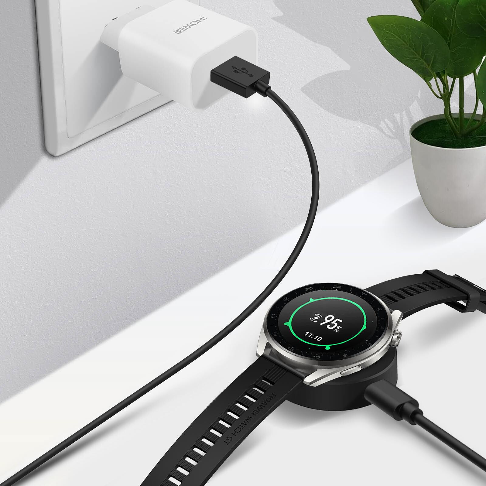 Avizar Chargeur Sans Fil pour Huawei Watch GT 3 Pro / GT 2 Pro / GT Runner  / GT 3 + Câble USB vers USB-C - Noir - Accessoires montre et bracelet - LDLC