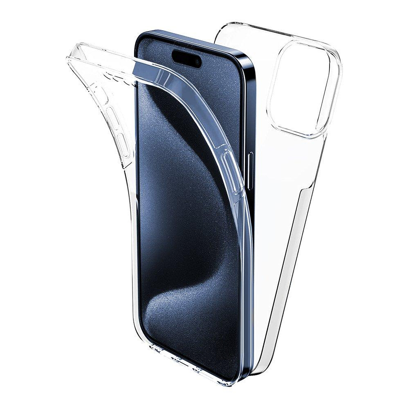 Evetane Coque iPhone 15 Pro Antichoc Silicone bords renforcés + 2 Vitres en verre  trempé Protection écran - Coque téléphone - LDLC