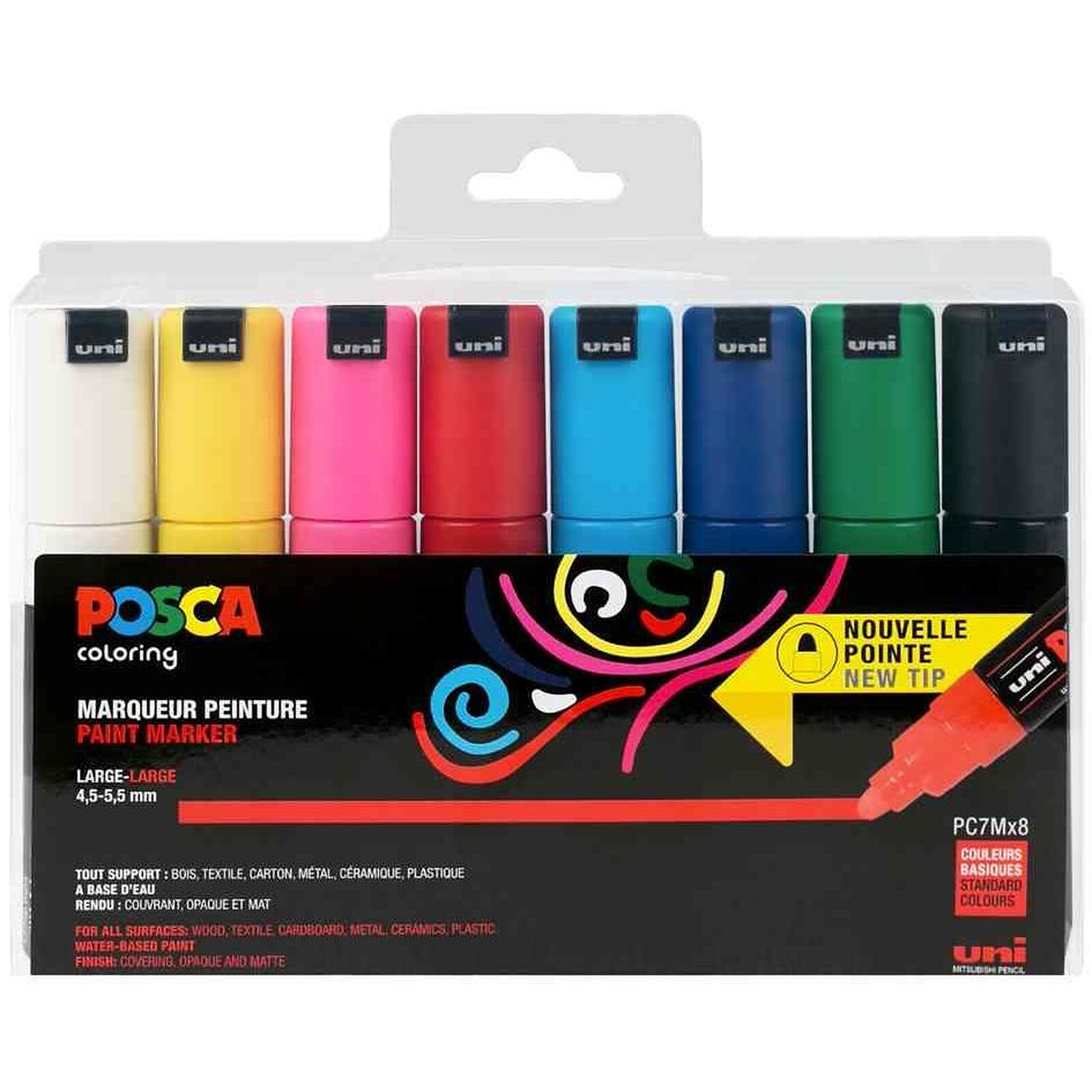 POSCA étui de 8 marqueurs à pigment POSCA PC7M - Accessoires