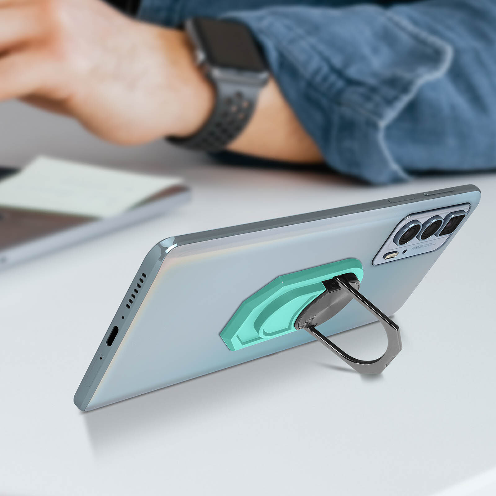 Avizar Bague De Support Smartphone Magnétique Et Rotatif - Turquoise