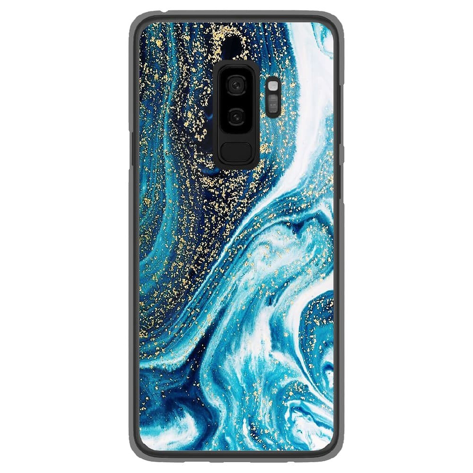 دباب 1001 Coques Coque silicone gel Samsung Galaxy S9 Plus motif Marbre Bleu Pailleté - Coque téléphone 1001Coques sur LDLC