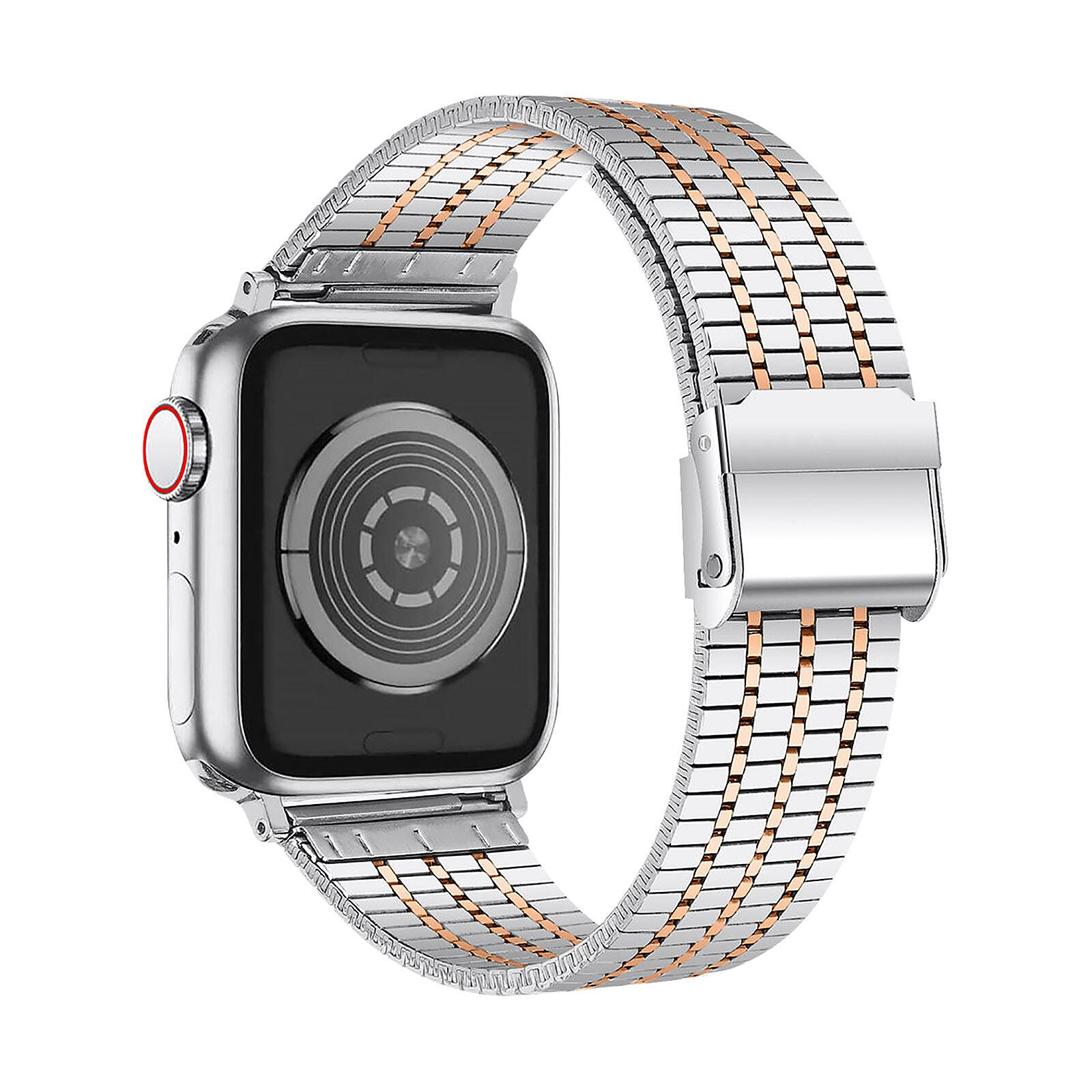 Avizar Bracelet pour Apple Watch 41mm et 40mm et 38 mm Maillons Carré Acier  Inoxydable Argent et Rose gold - Accessoires montre et bracelet - LDLC