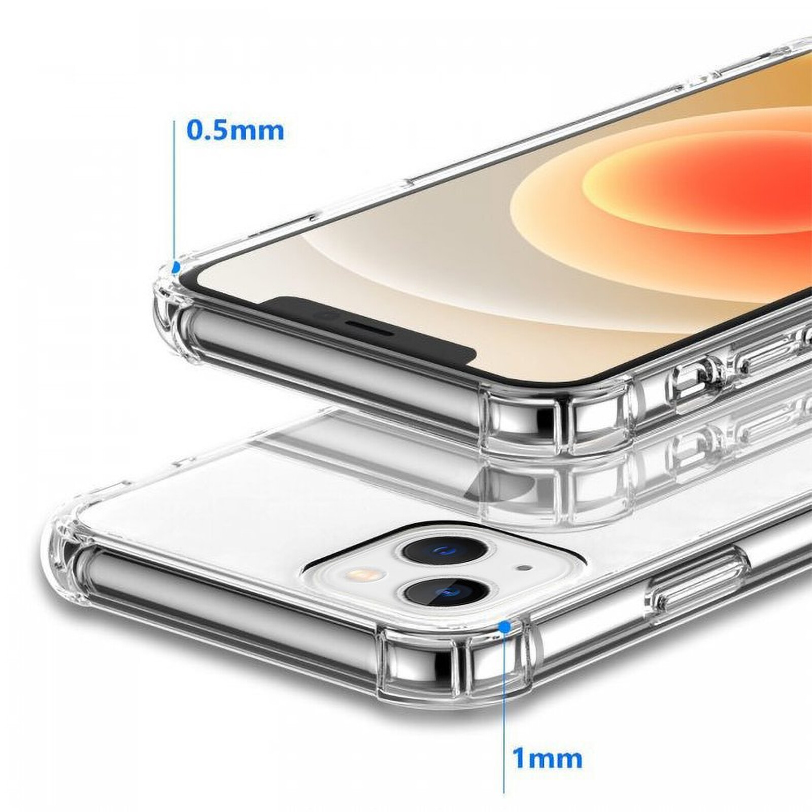 Evetane Coque iPhone 13 Mini Antichoc Silicone bords renforcés + 2
