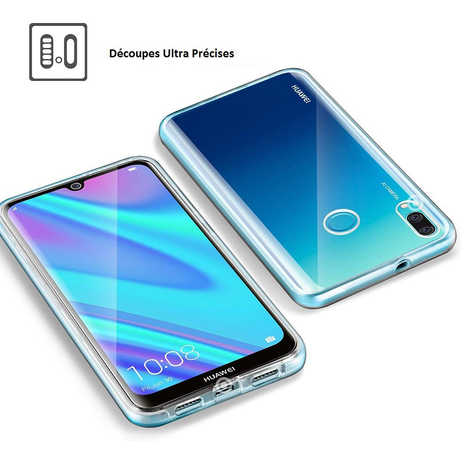 HQ-CLOUD® Coque Compatible avec Huawei Y7 2019,Coque Housse Etui Gel 360 Protection Integral Transparent.