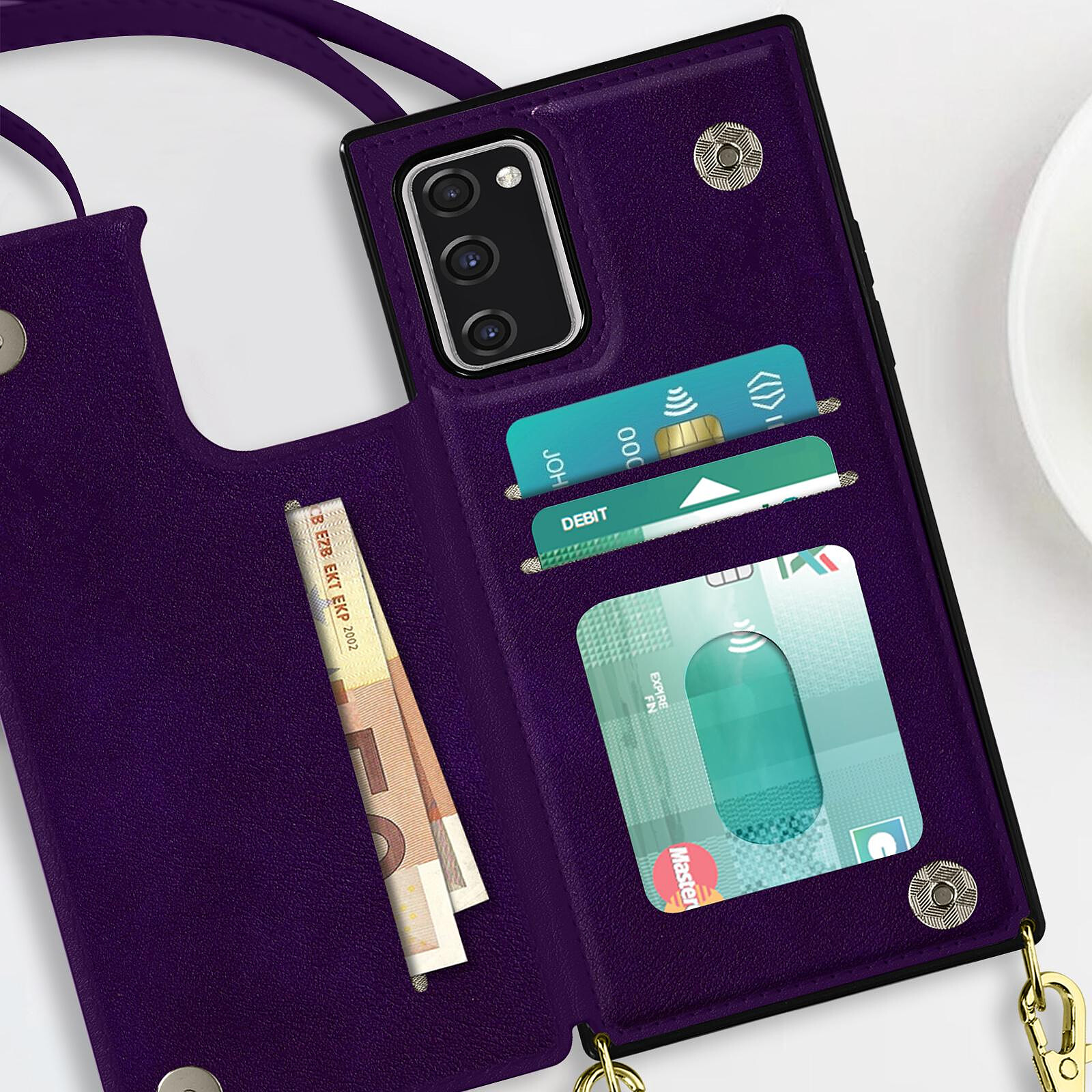 Avizar Coque Cordon pour Samsung Galaxy S20 FE avec Porte-cartes Support  Vidéo Lanière violet foncé - Coque téléphone - LDLC