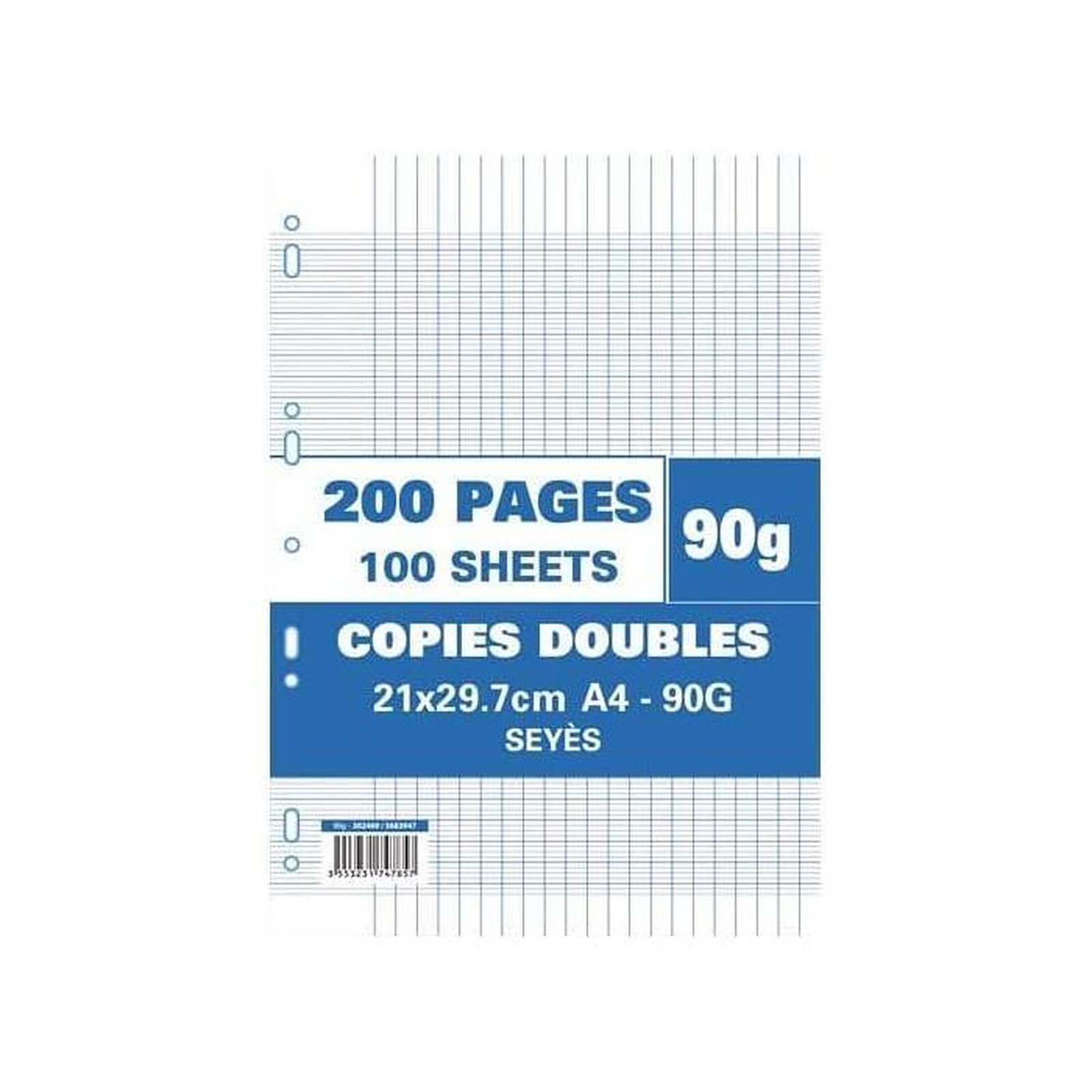 500 pages copies doubles, perforées, A4 21x29,7 cm, grands