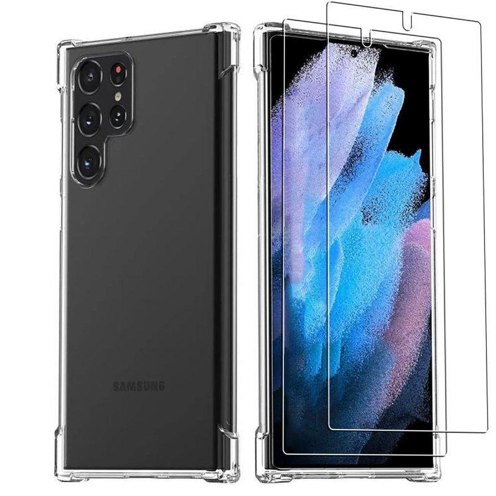 Coque Silicone Noir + Verre Trempe Pour Samsung Galaxy S23 5G