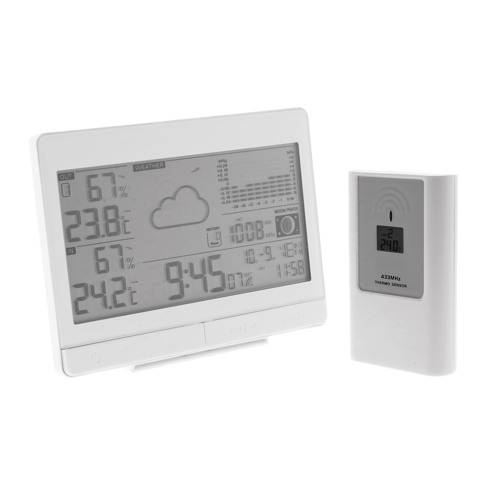 Thermomètre-hygromètre avec capteur extérieur sans fil