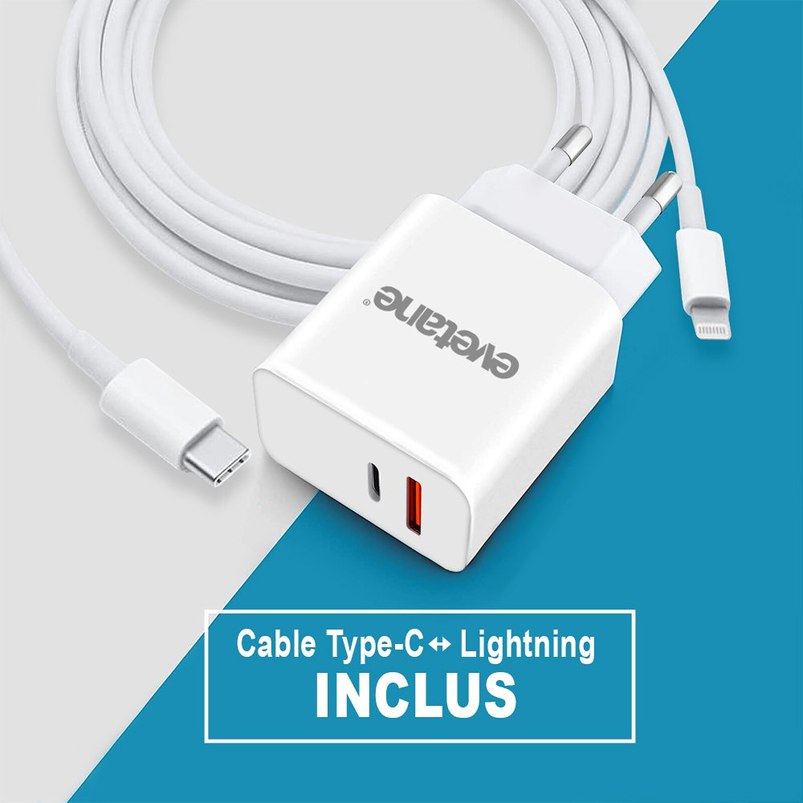 Avizar Chargeur Secteur USB-C et Câble Lightning Charge Rapide Power  Delivery 20W Noir - Chargeur téléphone - LDLC