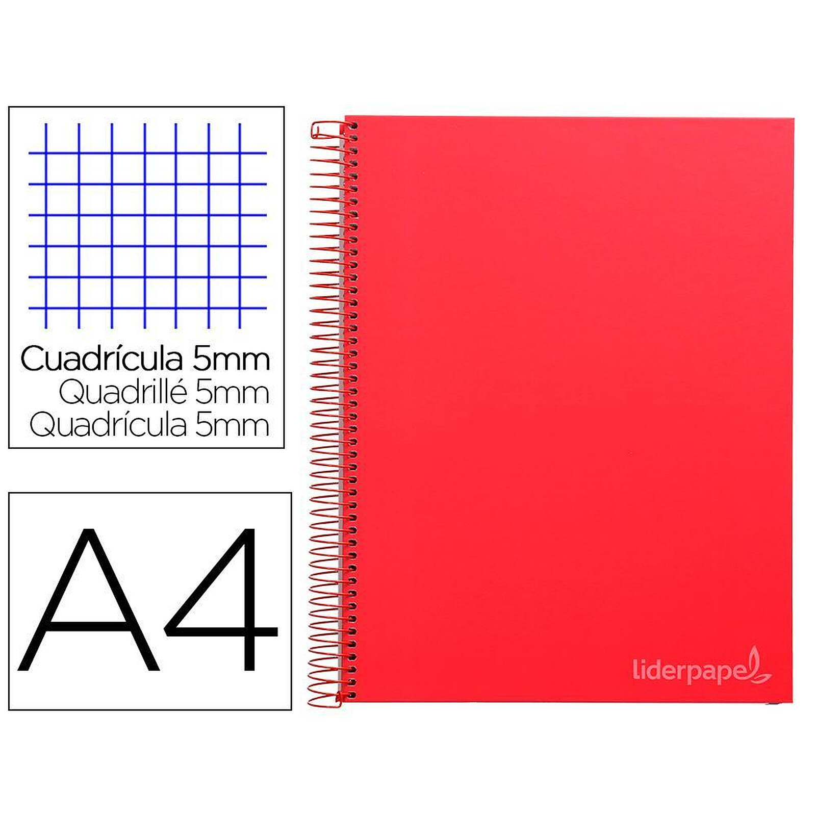 Leitz Complete carnet de notes, A5, quadrillé 5 mm avec marge, rouge 