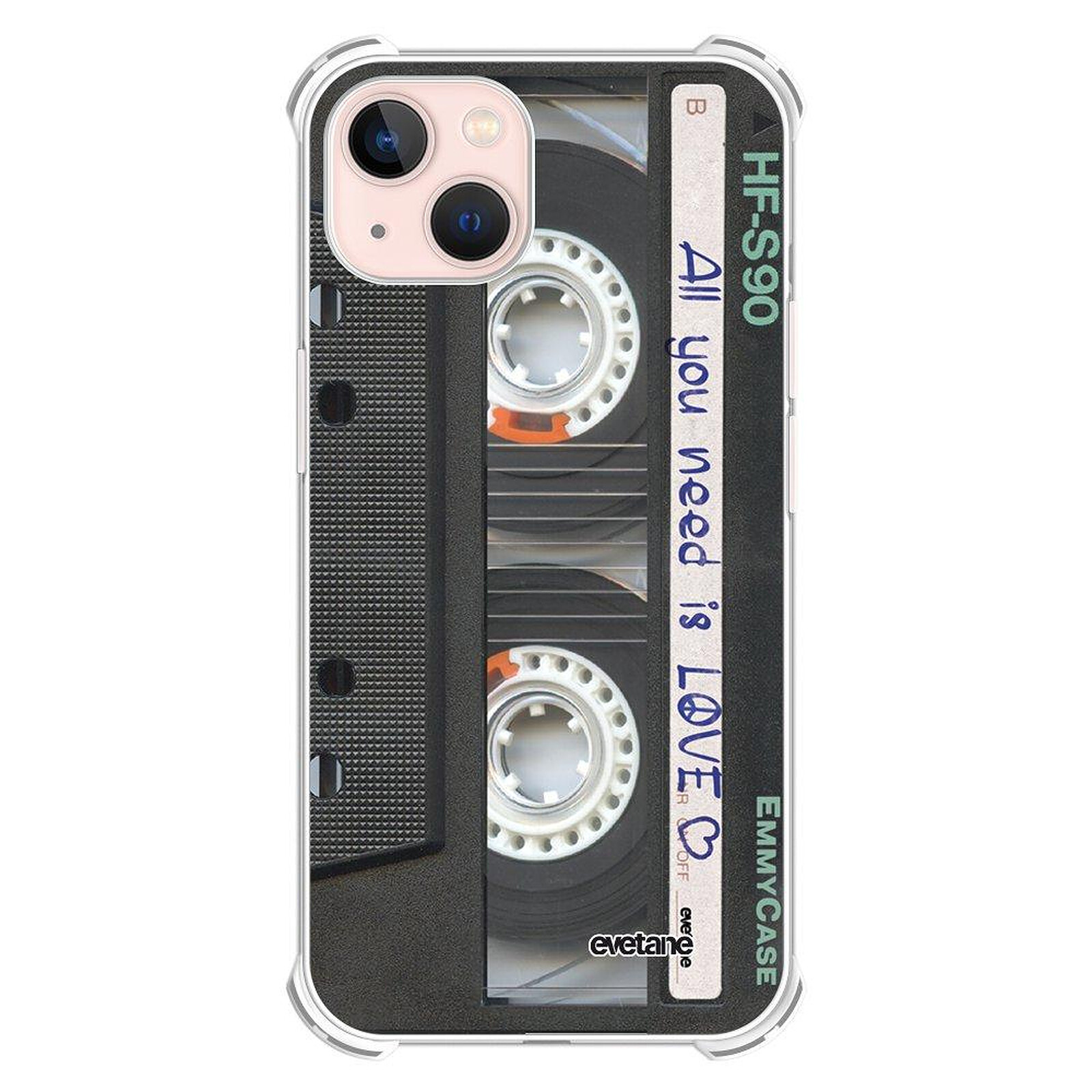 Evetane Coque iPhone 13 anti-choc souple angles renforcés transparente Motif  Cassette - Coque téléphone - LDLC
