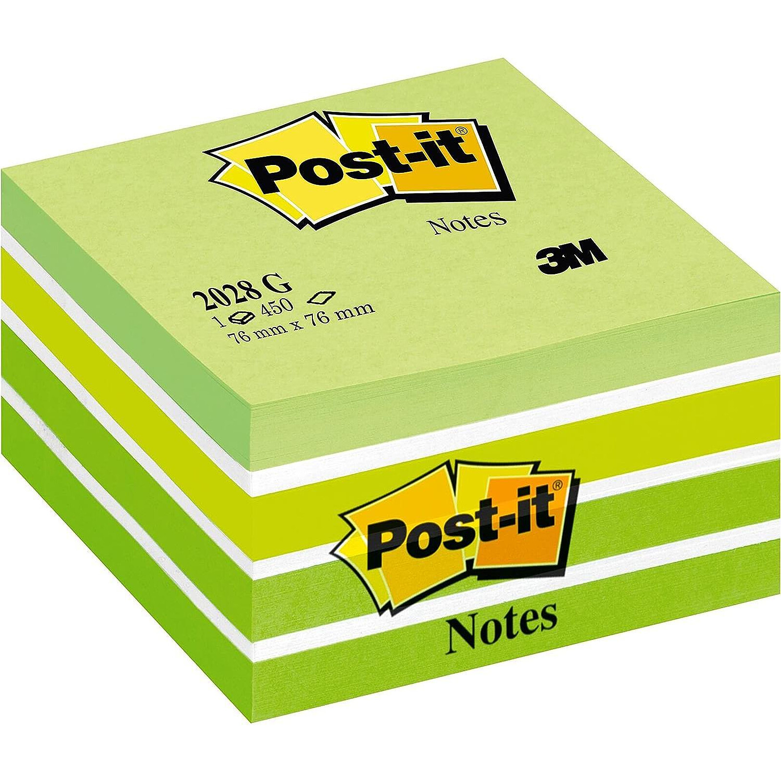 POST-IT Bloc Cube 450 feuilles 76x76mm Vert pastel - Bloc