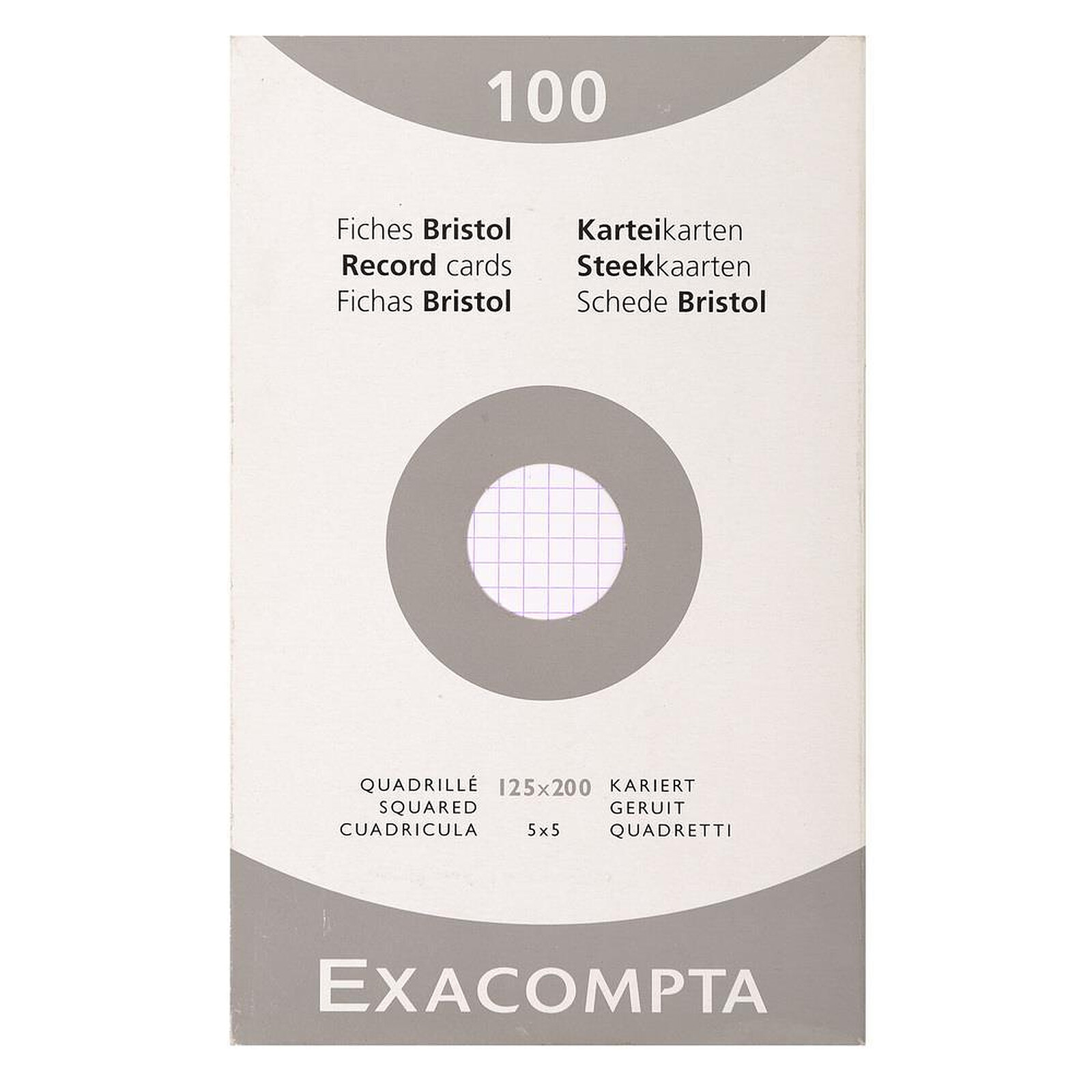 EXACOMPTA Étui de 100 fiches - bristol quadrillé 5x5 non perforé 125x200mm  - Blanc - Papier spécifique - LDLC