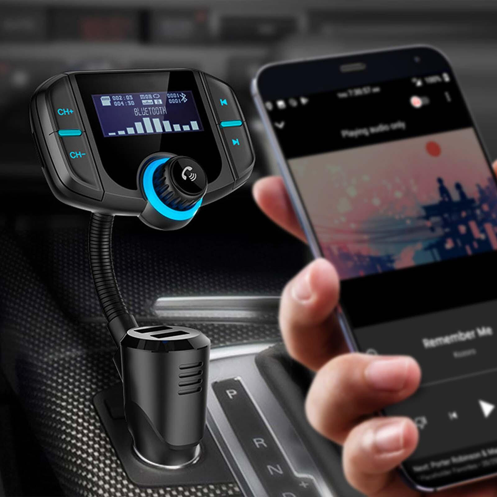 New 2020 - Transmetteur FM Bluetooth, Kit Main Libre Voiture