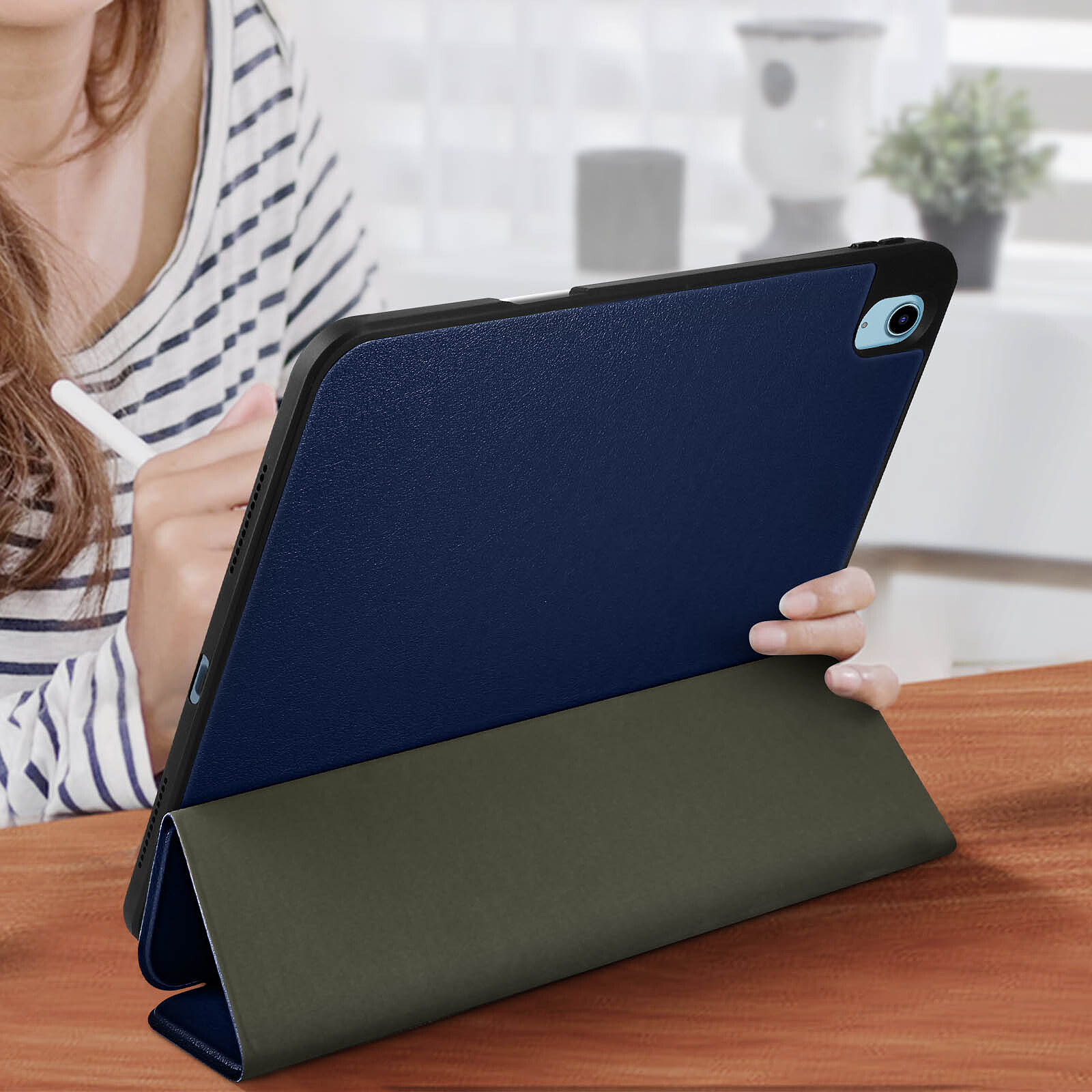 Avizar Housse pour Apple iPad Pro 11 2020 / 2018 / 2021 et iPad Air 2020  Tissu Denim Porte-cartes Support Vidéo Bleu ciel - Etui tablette - LDLC