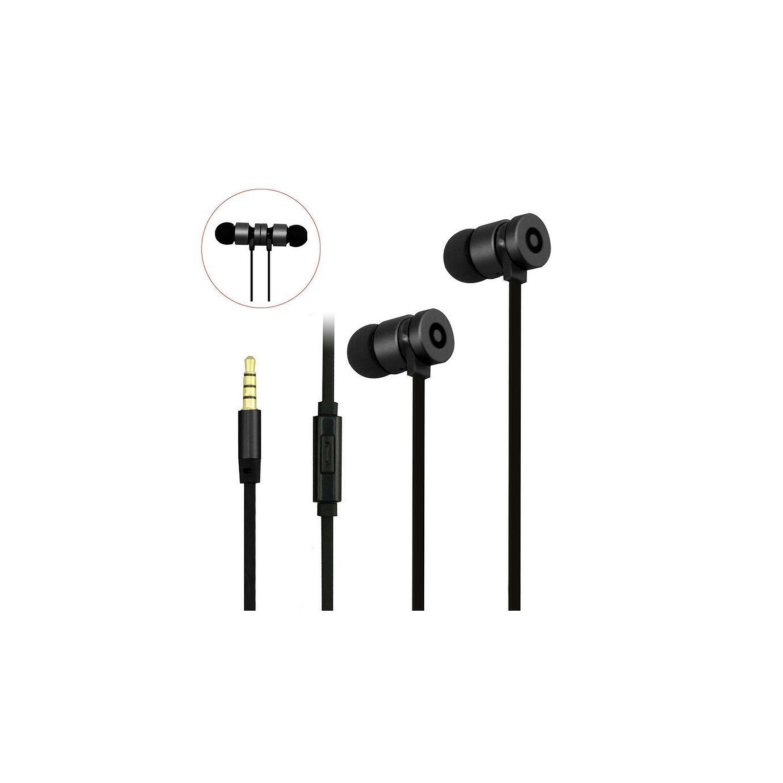 Écouteurs USB-C In-Ear Mega Bass avec microphone (Noir)