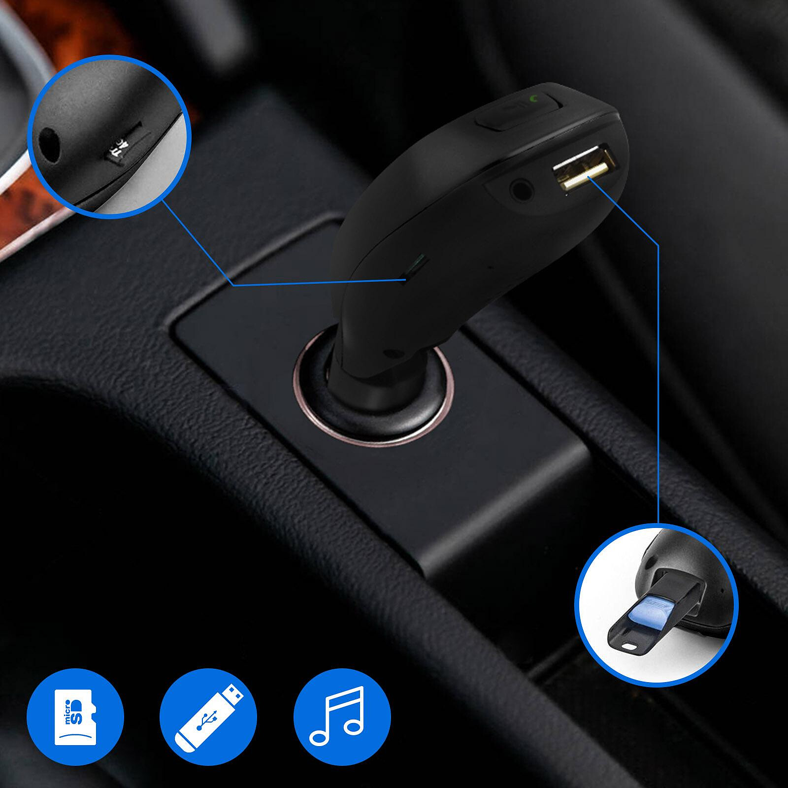 Avizar Kit main libre voiture KX1 Bluetooth 4.0 Multipoint Pare-Soleil  Boutons - Noir - Kit main libre - LDLC