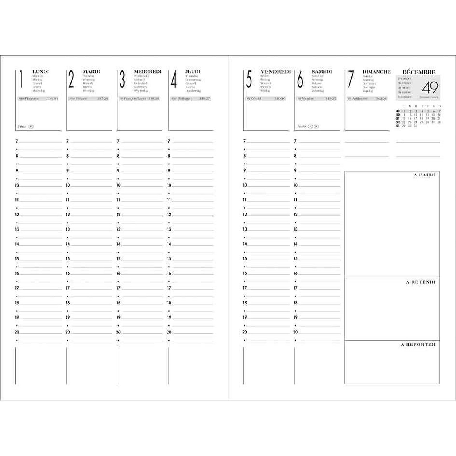 Agenda Lecas Classique - 1 semaine sur 2 pages - 16 x 24 cm - différents  modèles disponibles